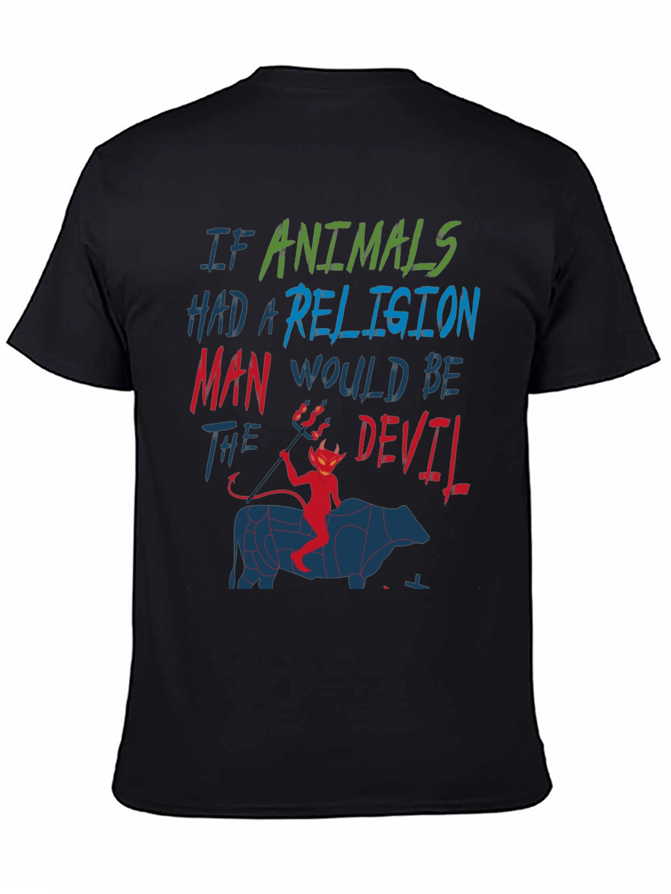 Animals Religion Man Devil Graphic T-Shirt