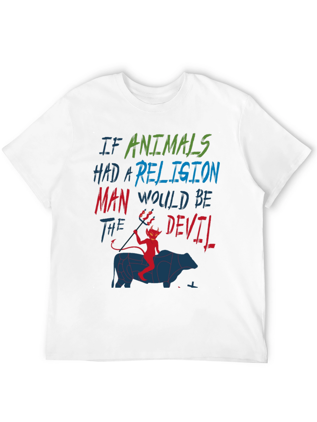 Animals Religion Man Devil Graphic T-Shirt