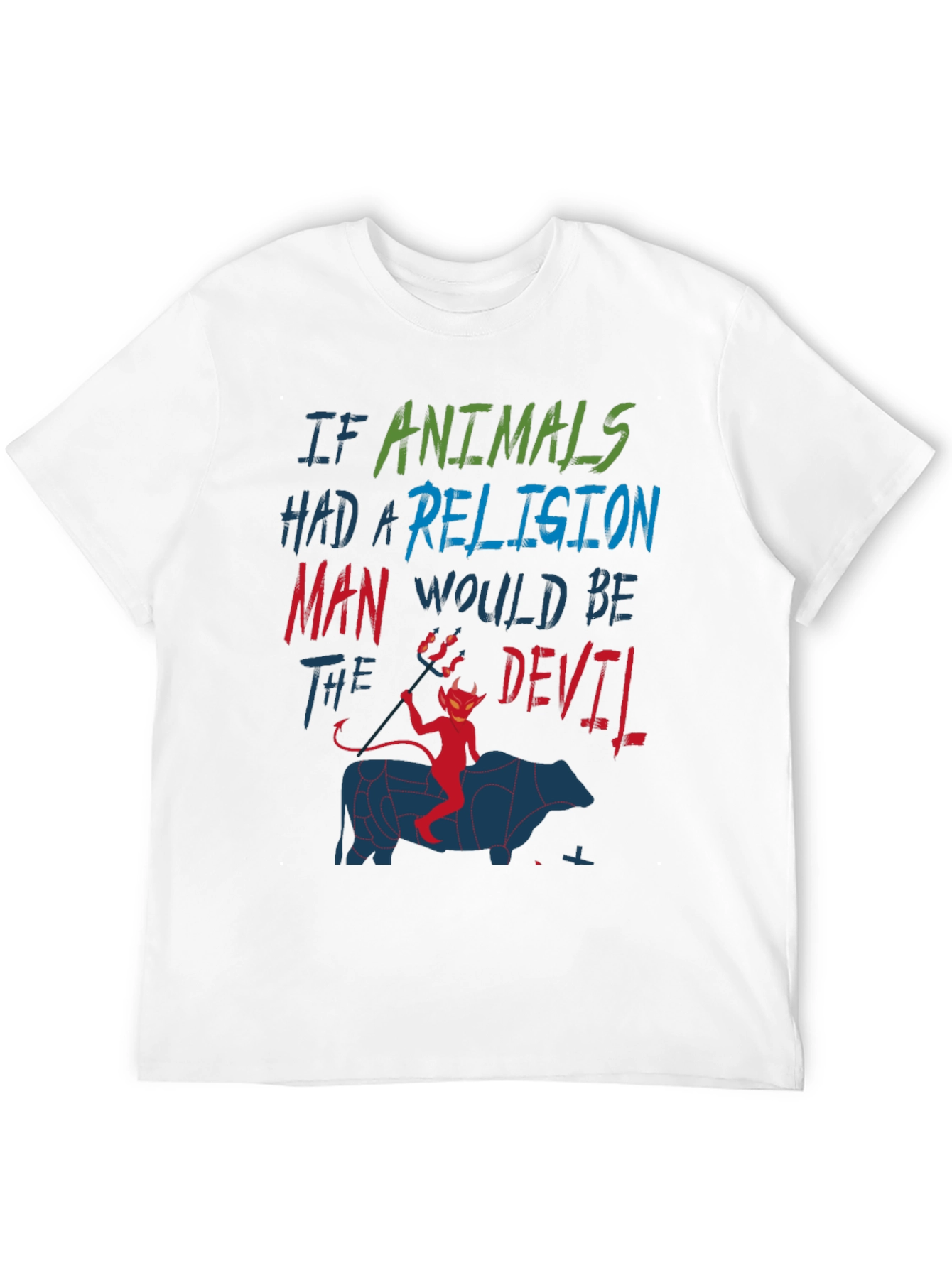 Animals Religion Man Devil Graphic T-Shirt