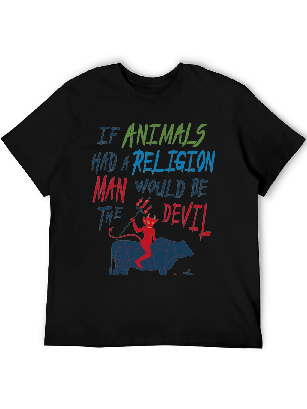 Animals Religion Man Devil Graphic T-Shirt