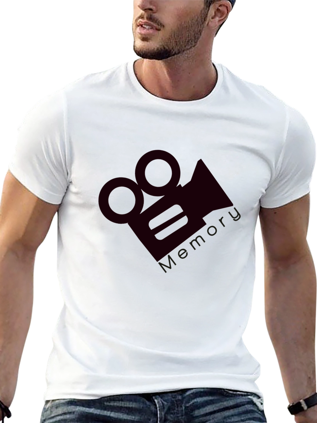Mens Black Graphic Tee - Vintage Camera Design
