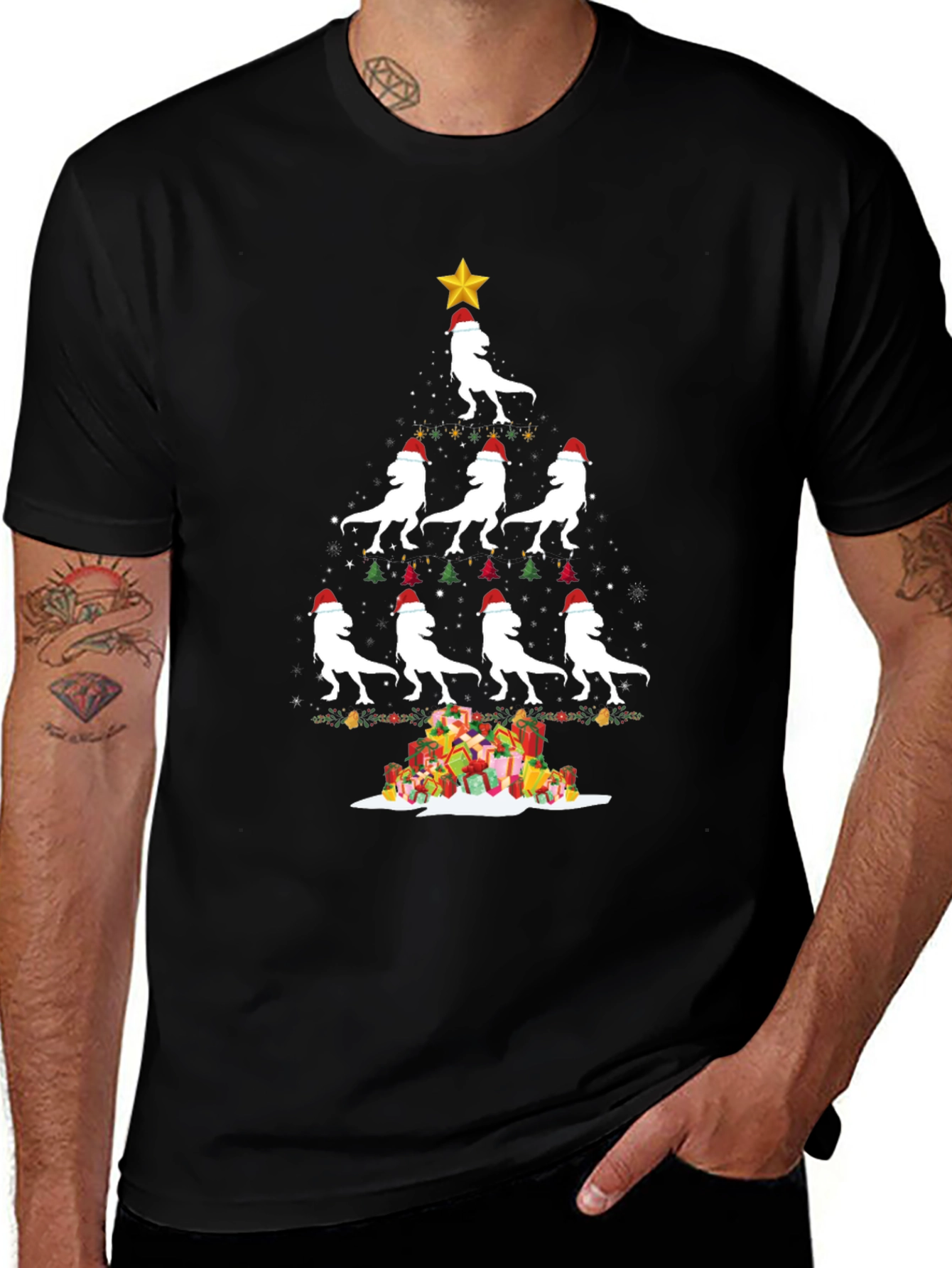 Festive Dino Christmas Tree T-Shirt