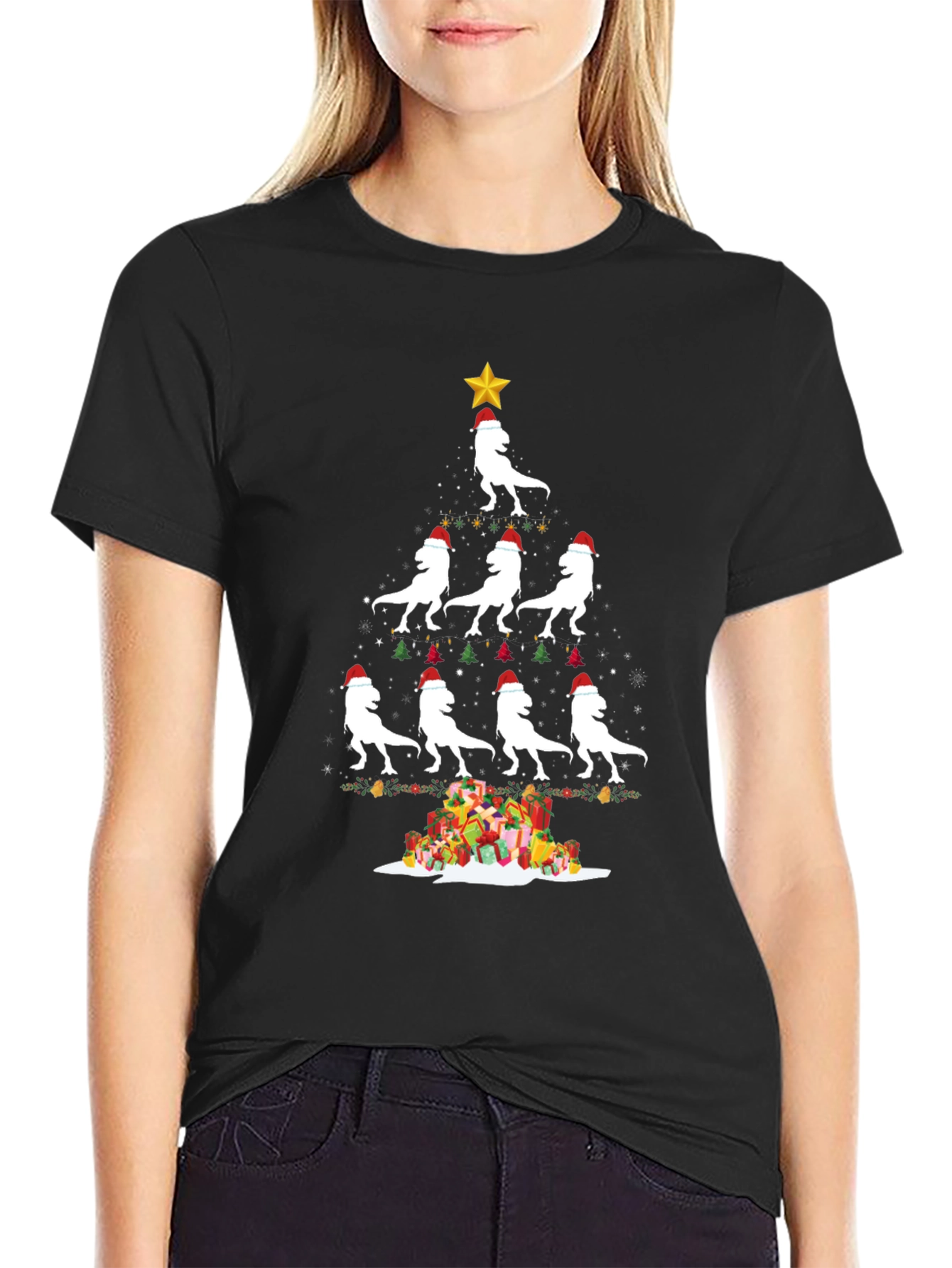 Festive Dino Christmas Tree T-Shirt