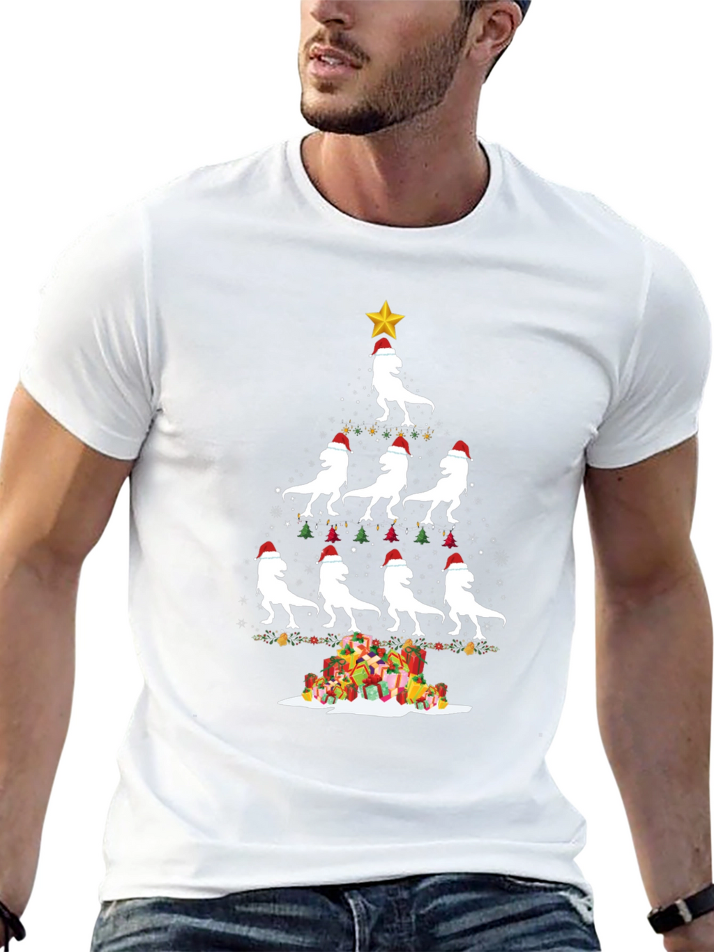 Festive Dino Christmas Tree T-Shirt