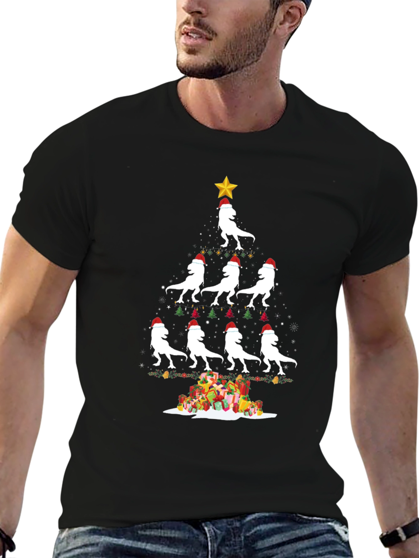 Festive Dino Christmas Tree T-Shirt