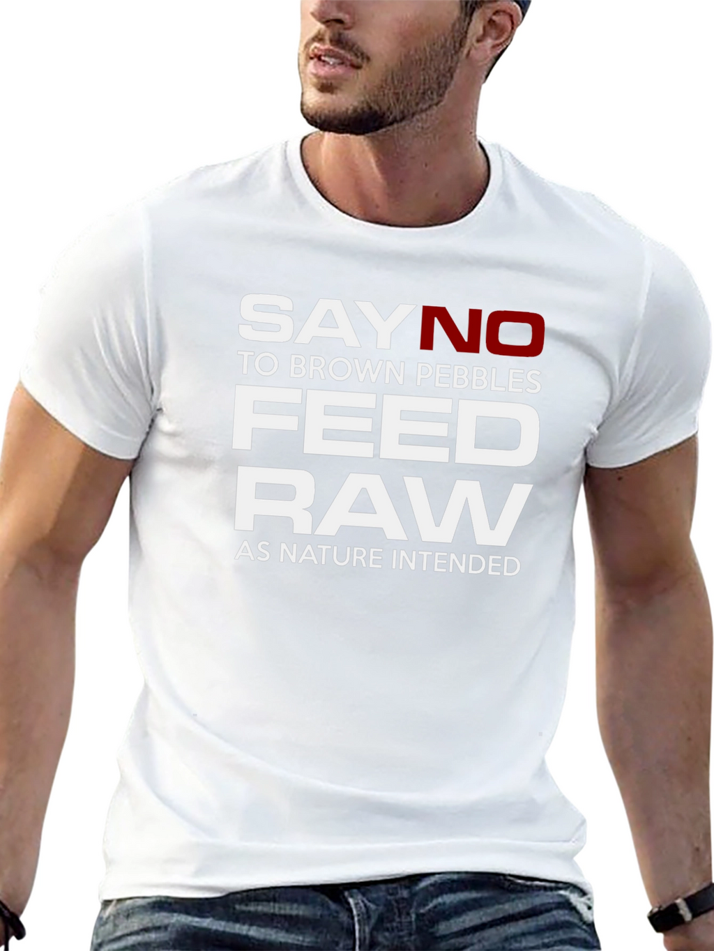Say No Brown Pebbles Feed Raw Black T-Shirt