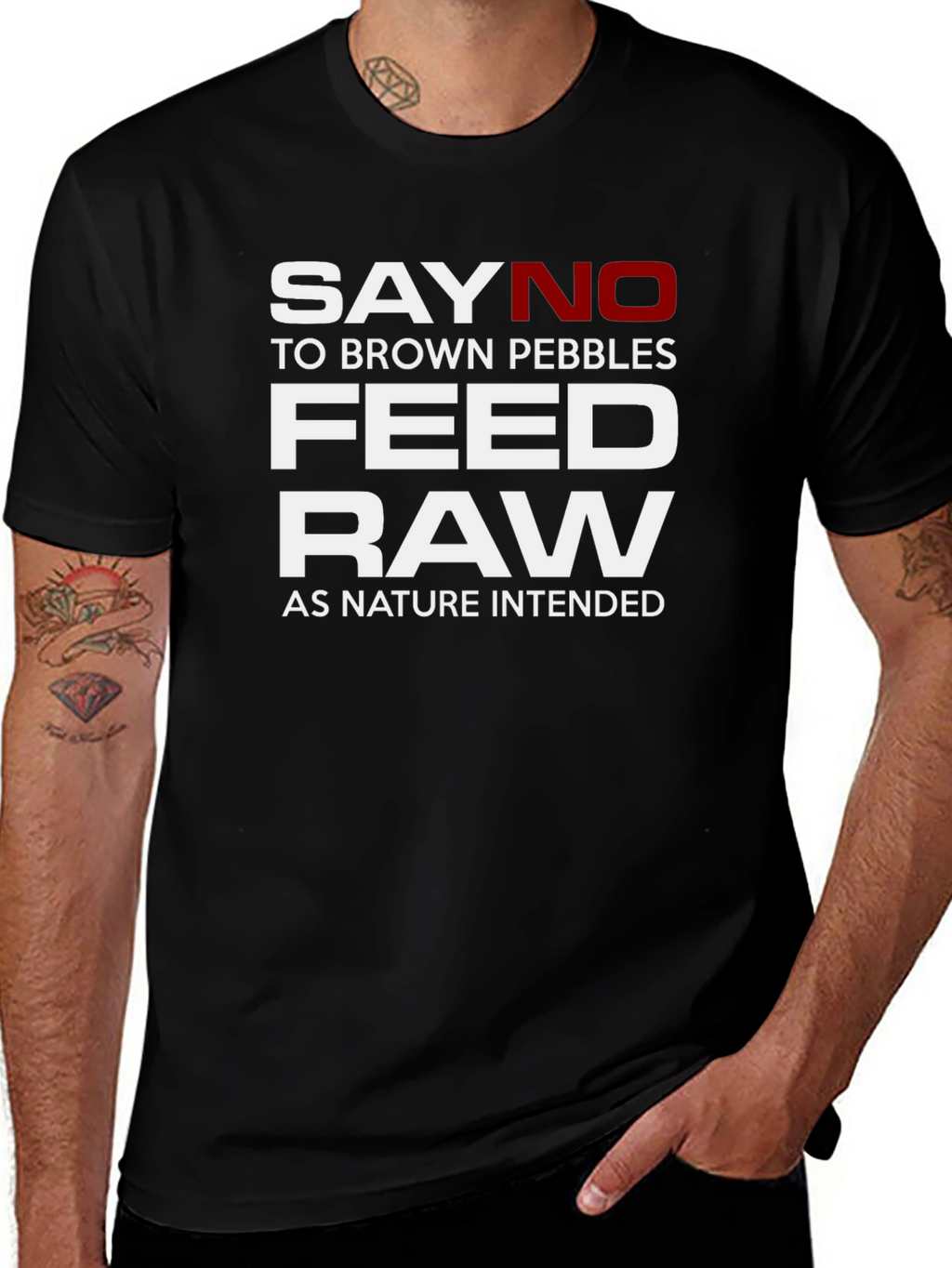 Say No Brown Pebbles Feed Raw Black T-Shirt