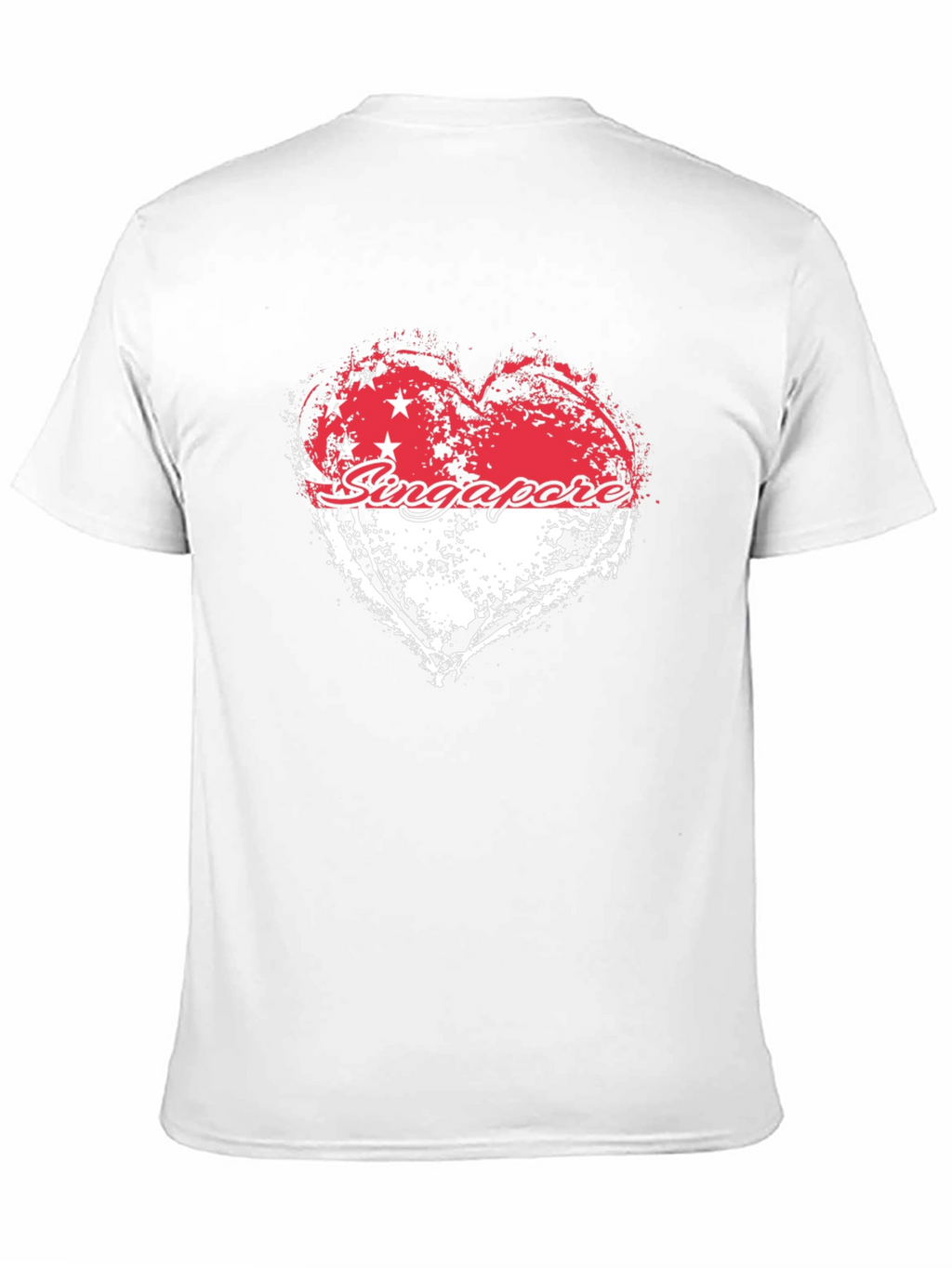 Singapore Flag Heart Graphic Black T-Shirt