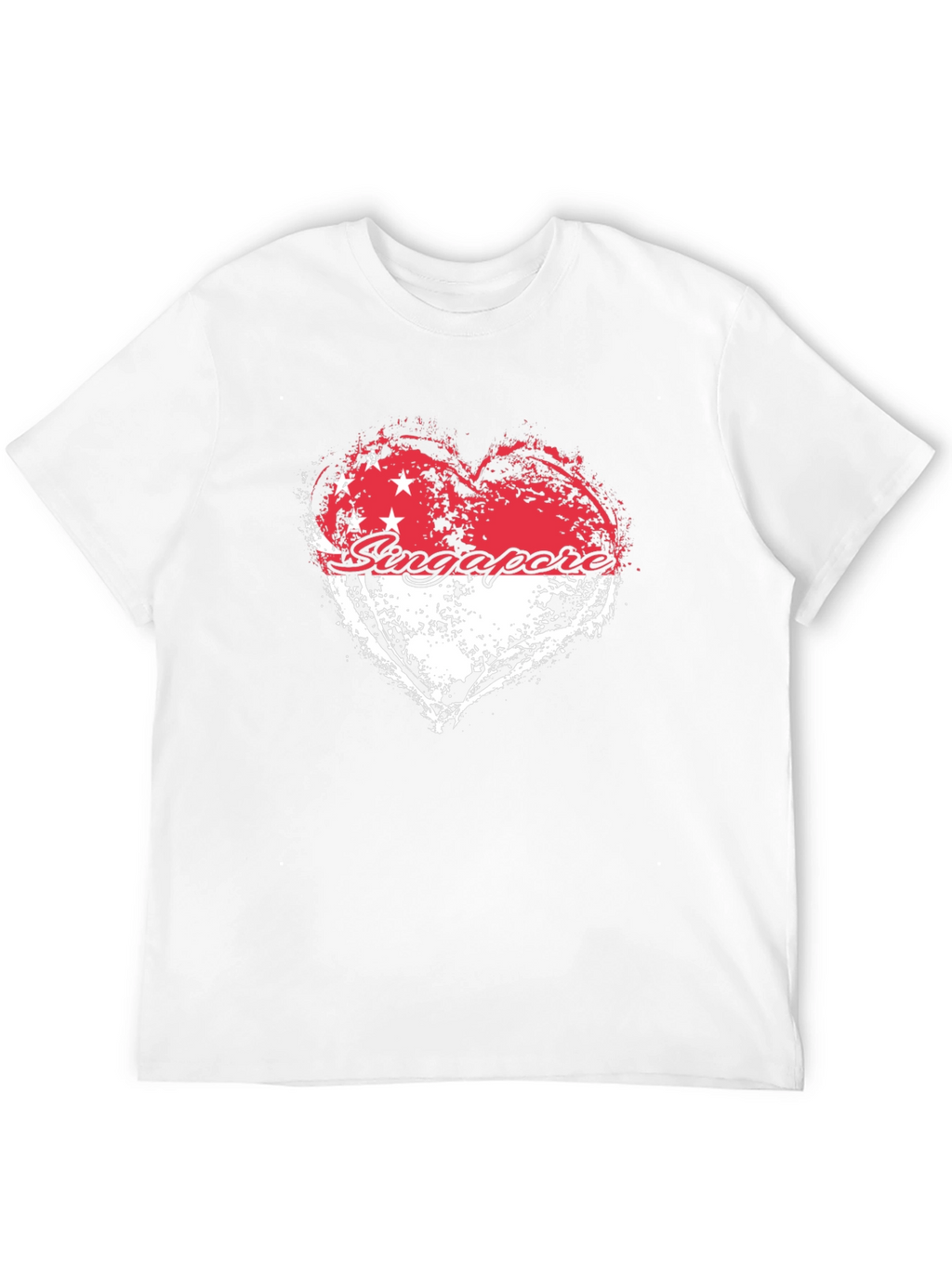 Singapore Flag Heart Graphic Black T-Shirt