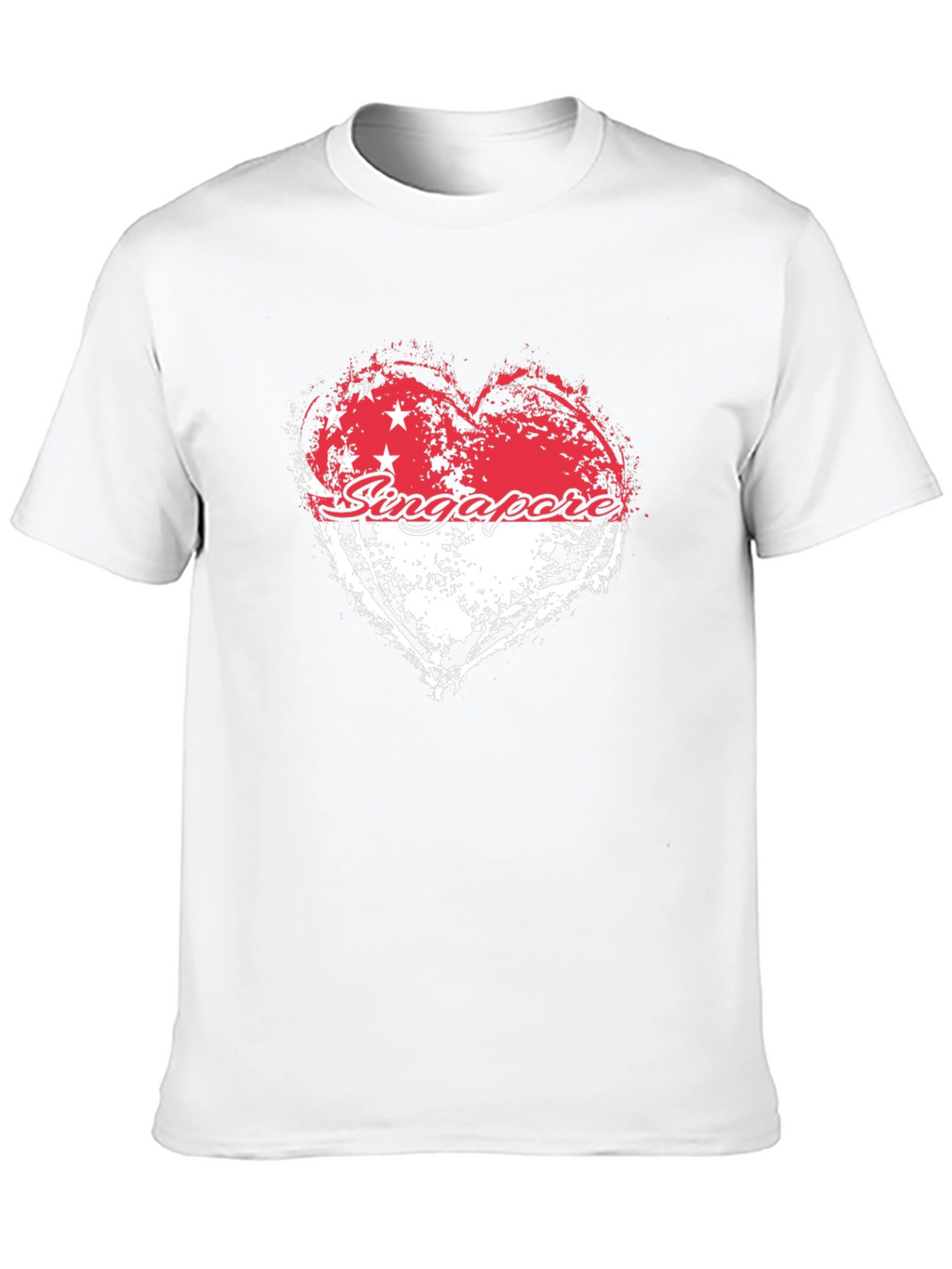 Singapore Flag Heart Graphic Black T-Shirt