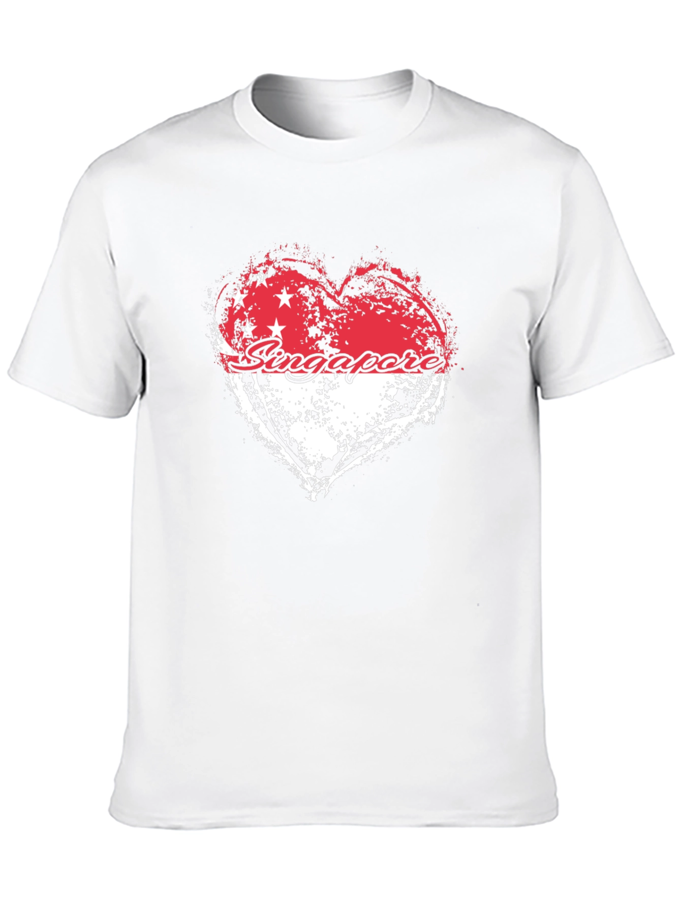 Singapore Flag Heart Graphic Black T-Shirt