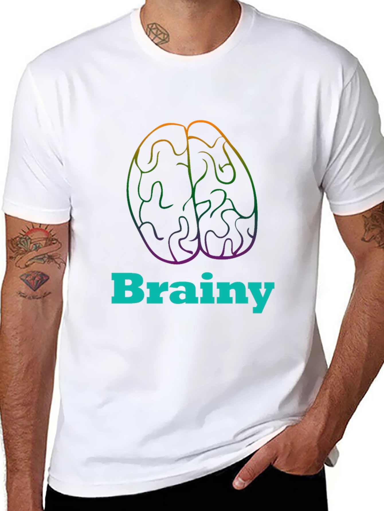 Brainy Tee - Colorful Brain Graphic T-Shirt