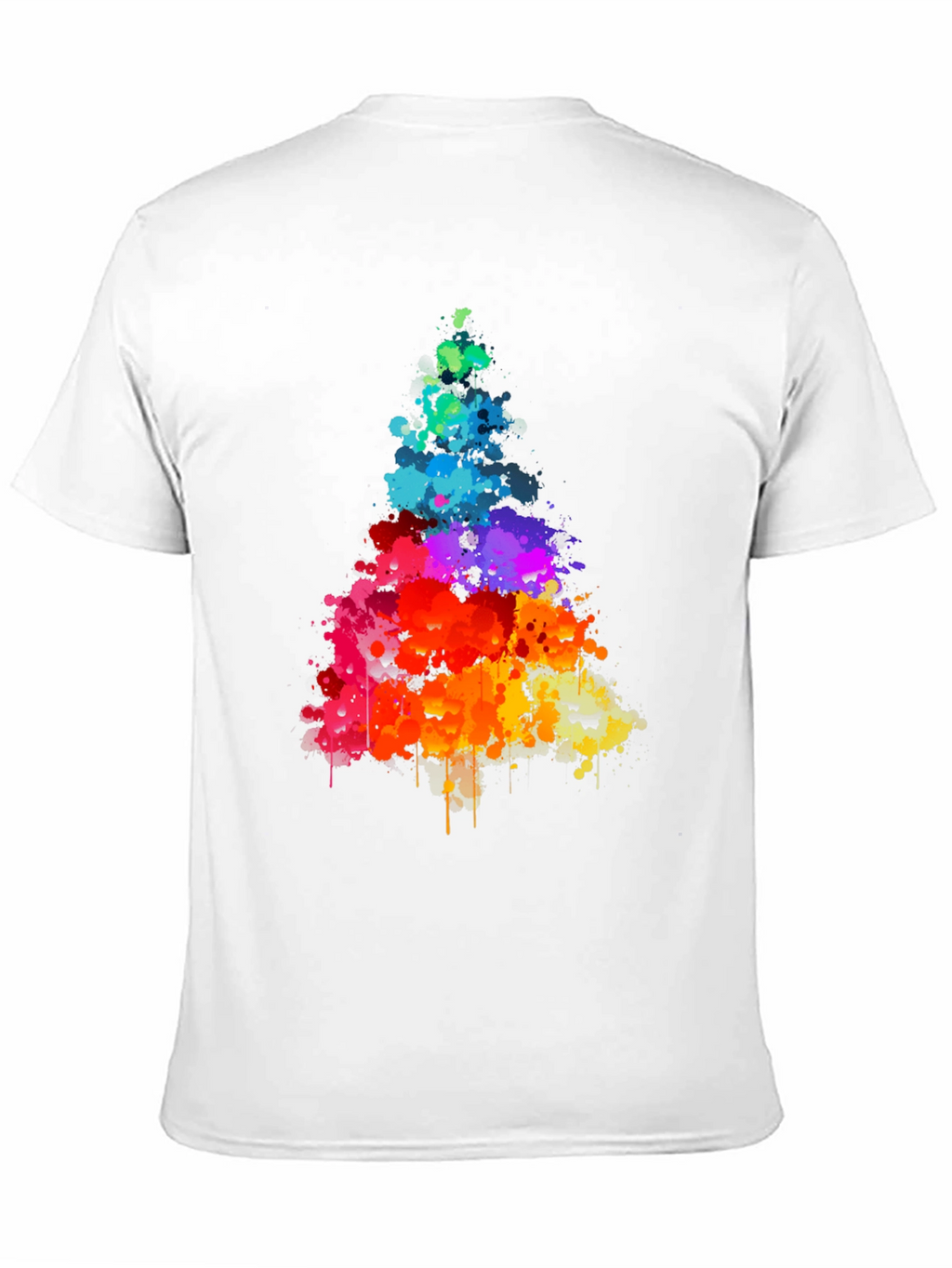Rainbow Splatter Tree Graphic Tee - Black Cotton Shirt