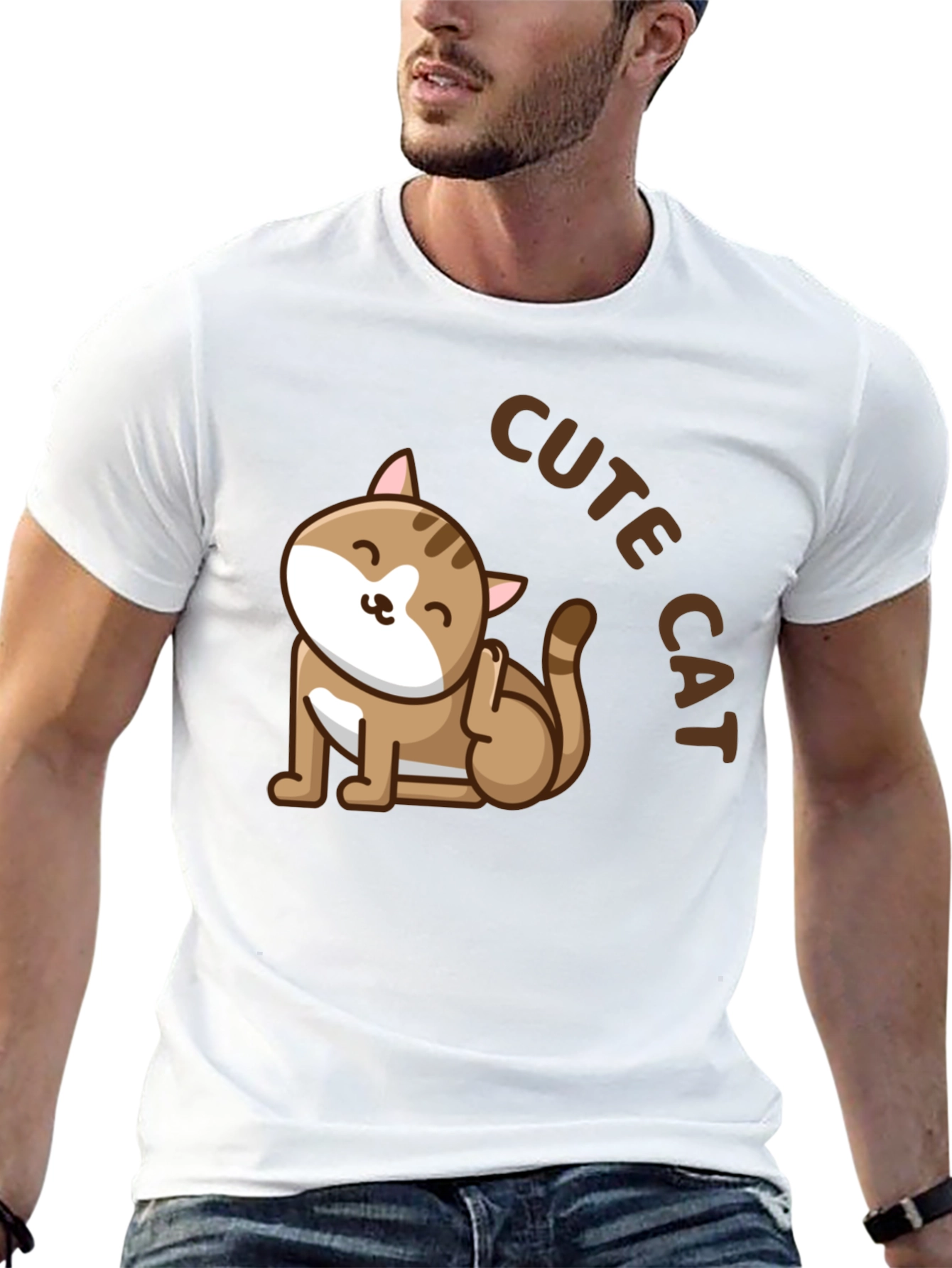 Cute Cat Graphic T-Shirt - Unisex Black Tee