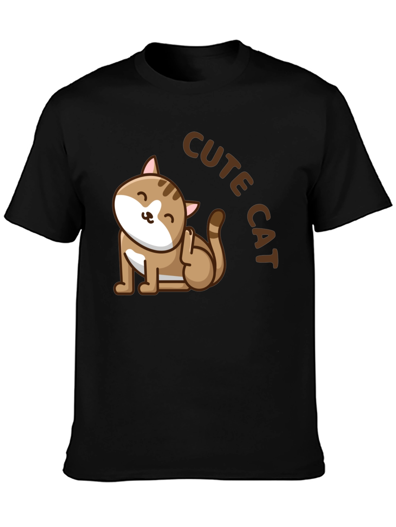 Cute Cat Graphic T-Shirt - Unisex Black Tee