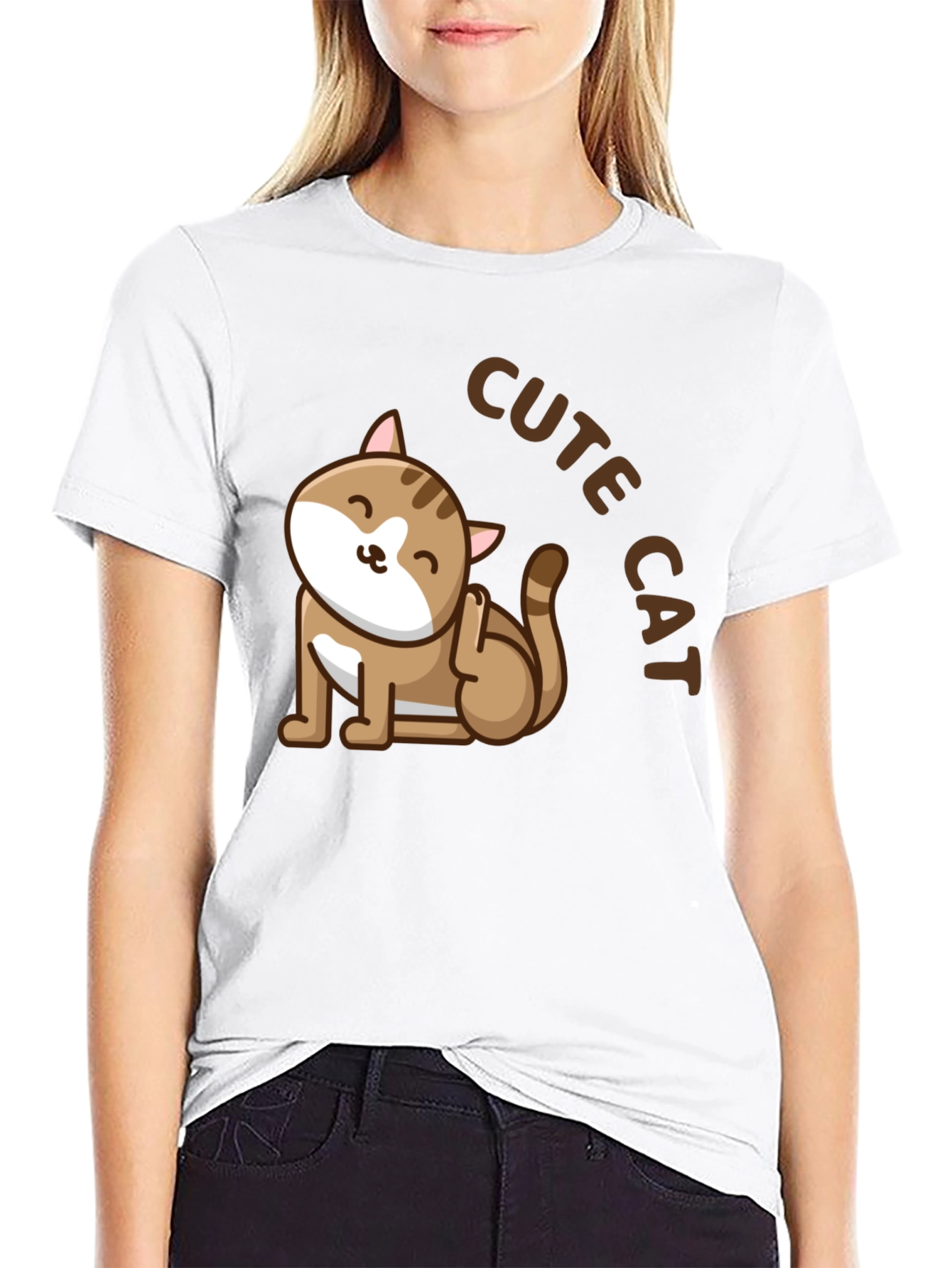 Cute Cat Graphic T-Shirt - Unisex Black Tee