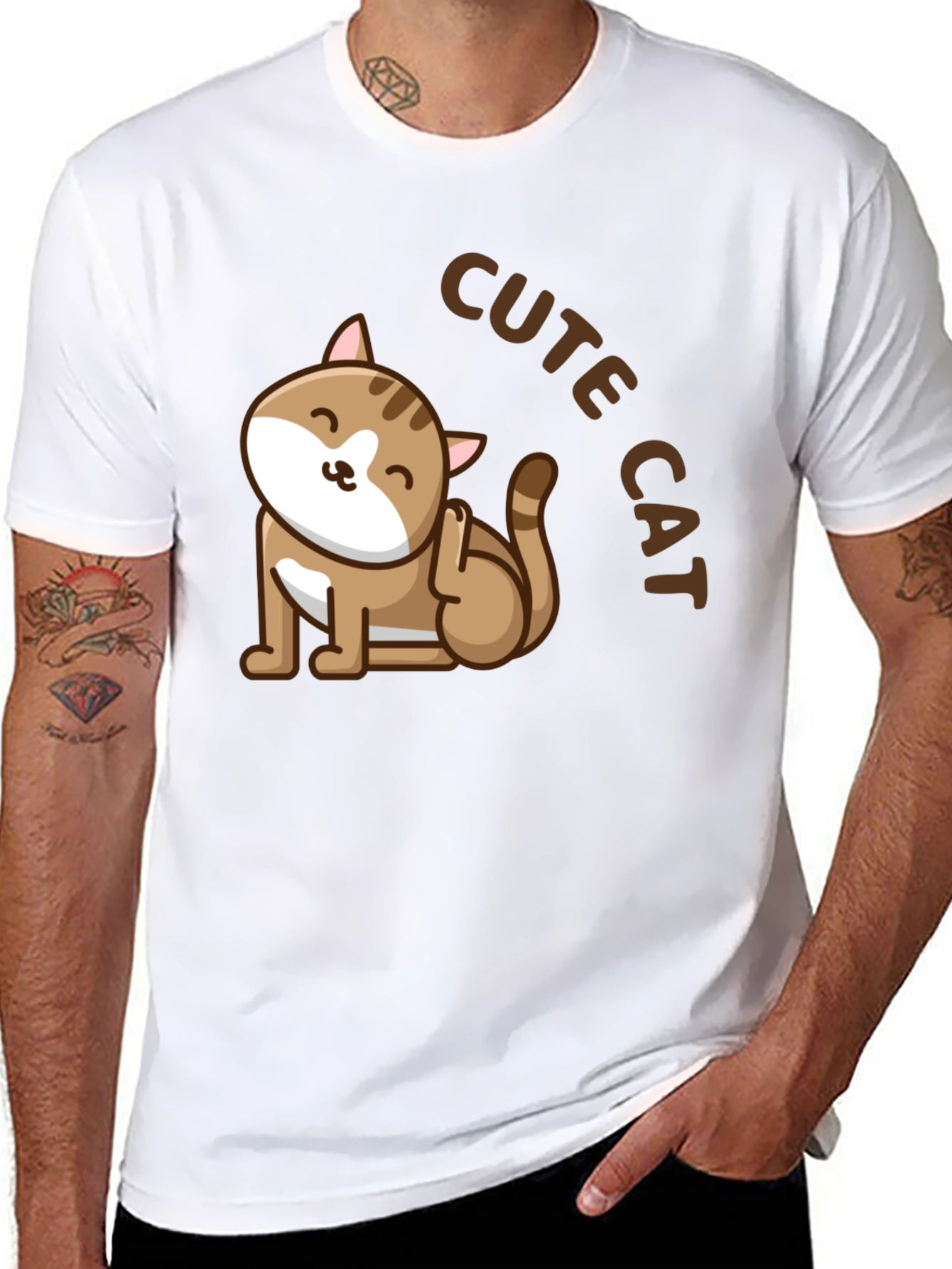 Cute Cat Graphic T-Shirt - Unisex Black Tee