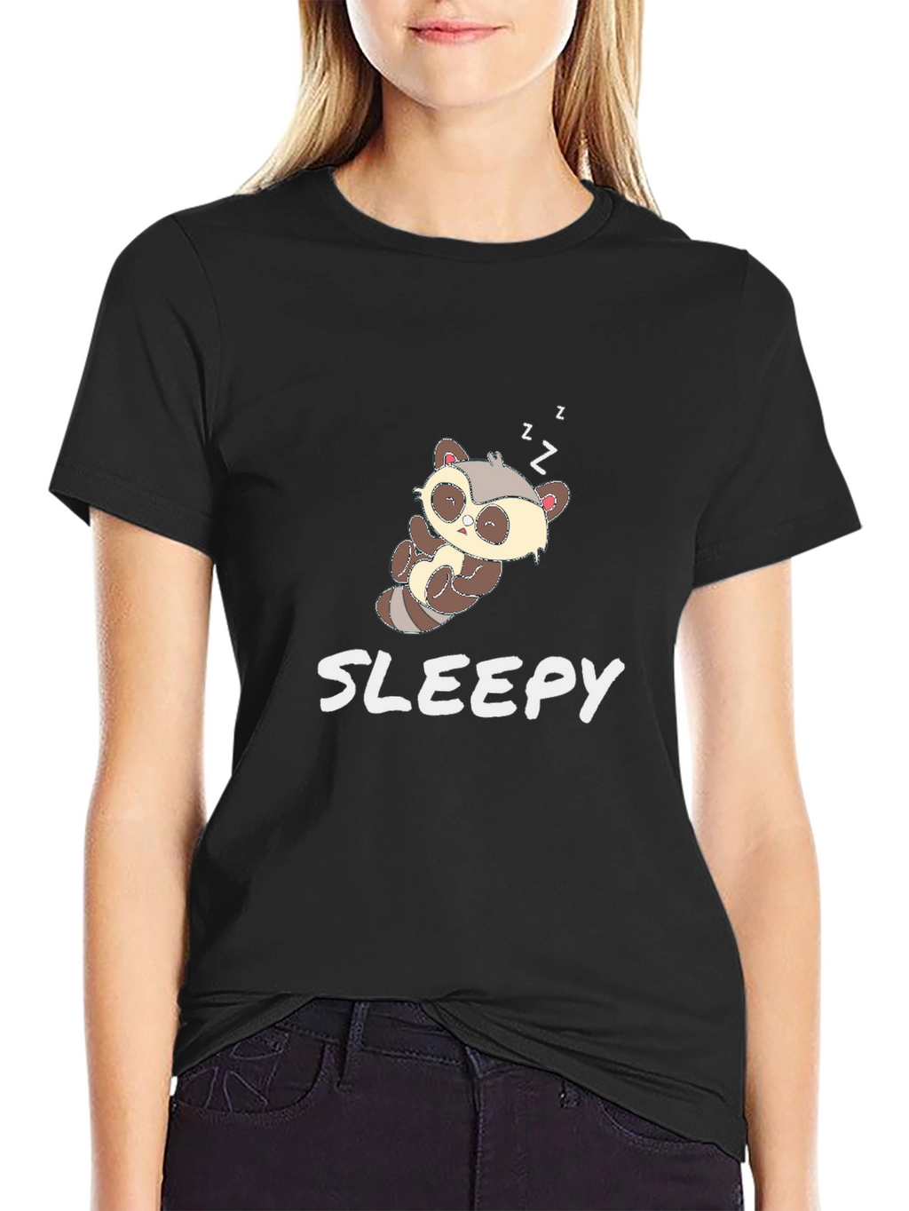 Cute Sloth Sleepy Black T-Shirt
