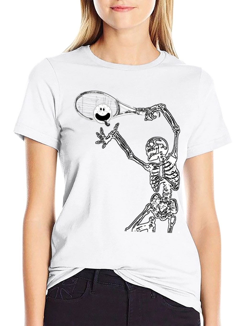 Humorous Skeleton Tennis T-Shirt