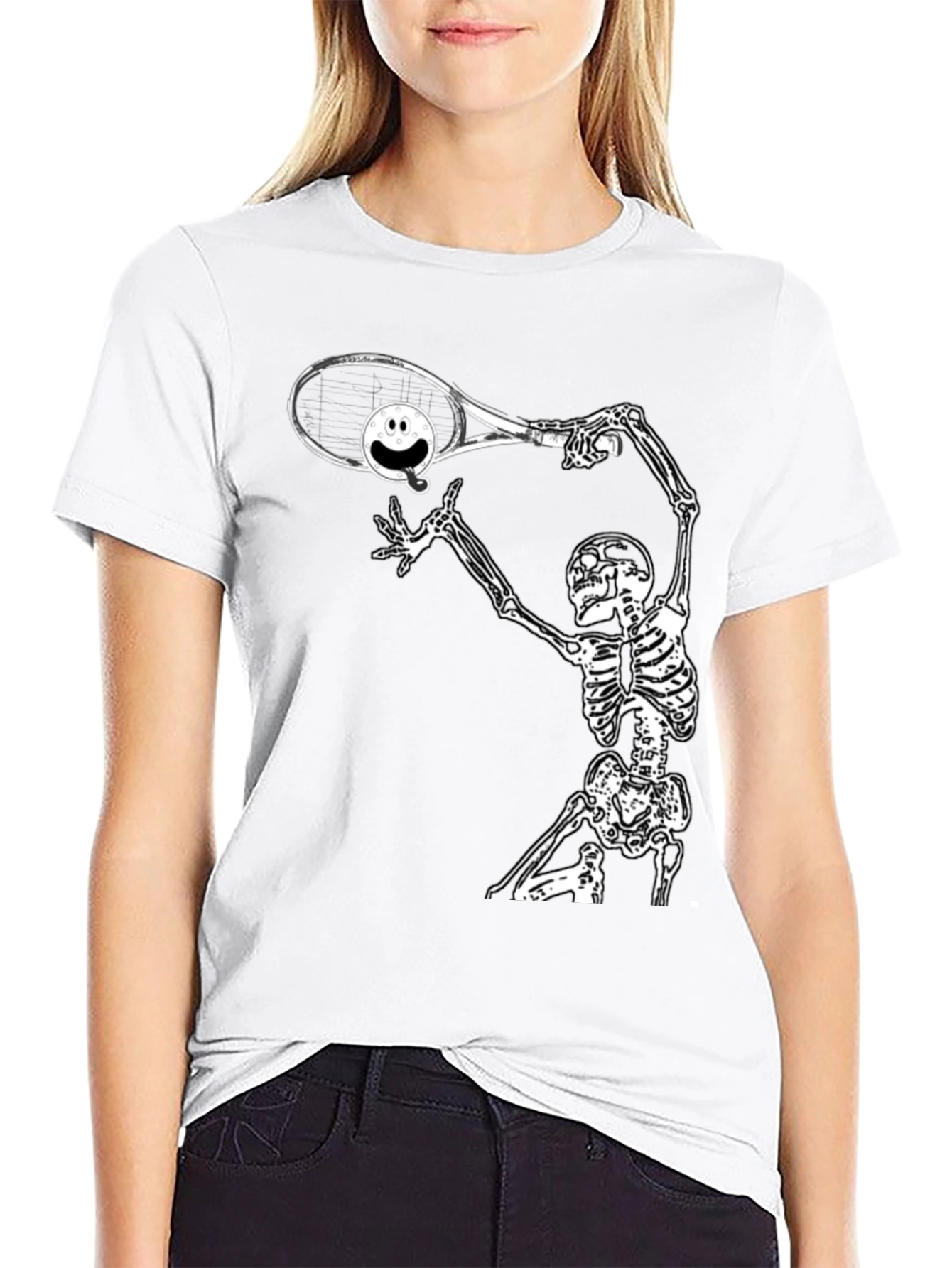 Humorous Skeleton Tennis T-Shirt