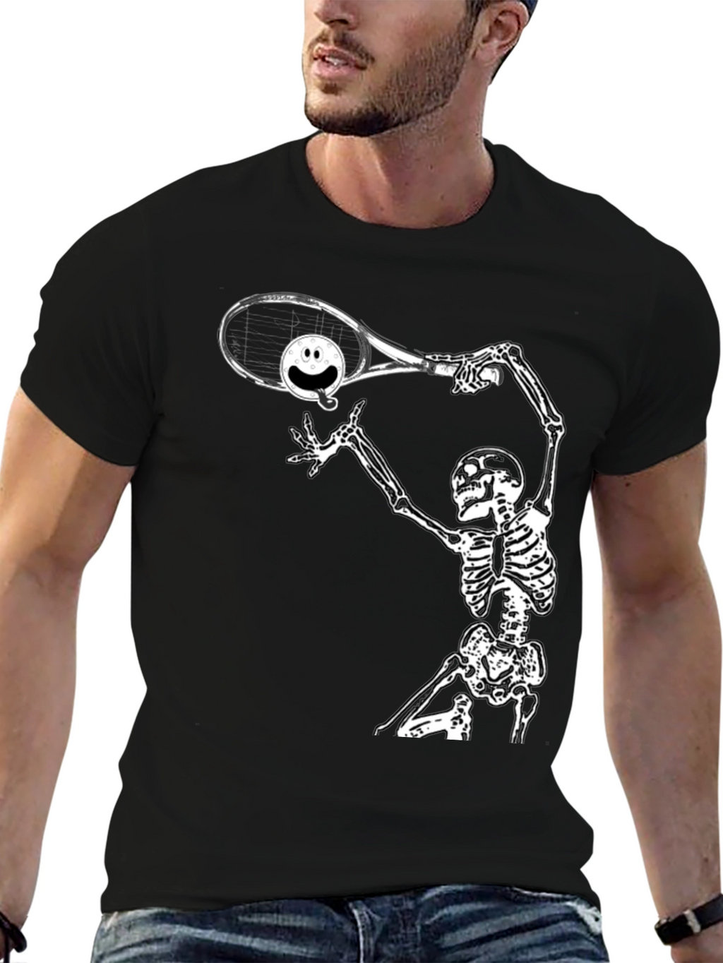 Humorous Skeleton Tennis T-Shirt