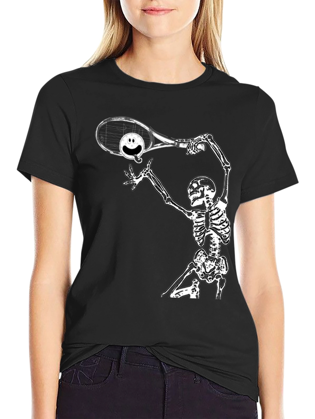 Humorous Skeleton Tennis T-Shirt