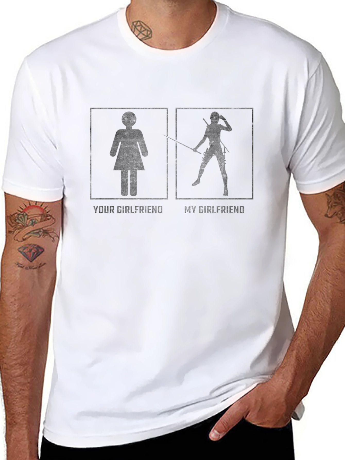 Funny Your Girlfriend vs My Girlfriend Black T-Shirt