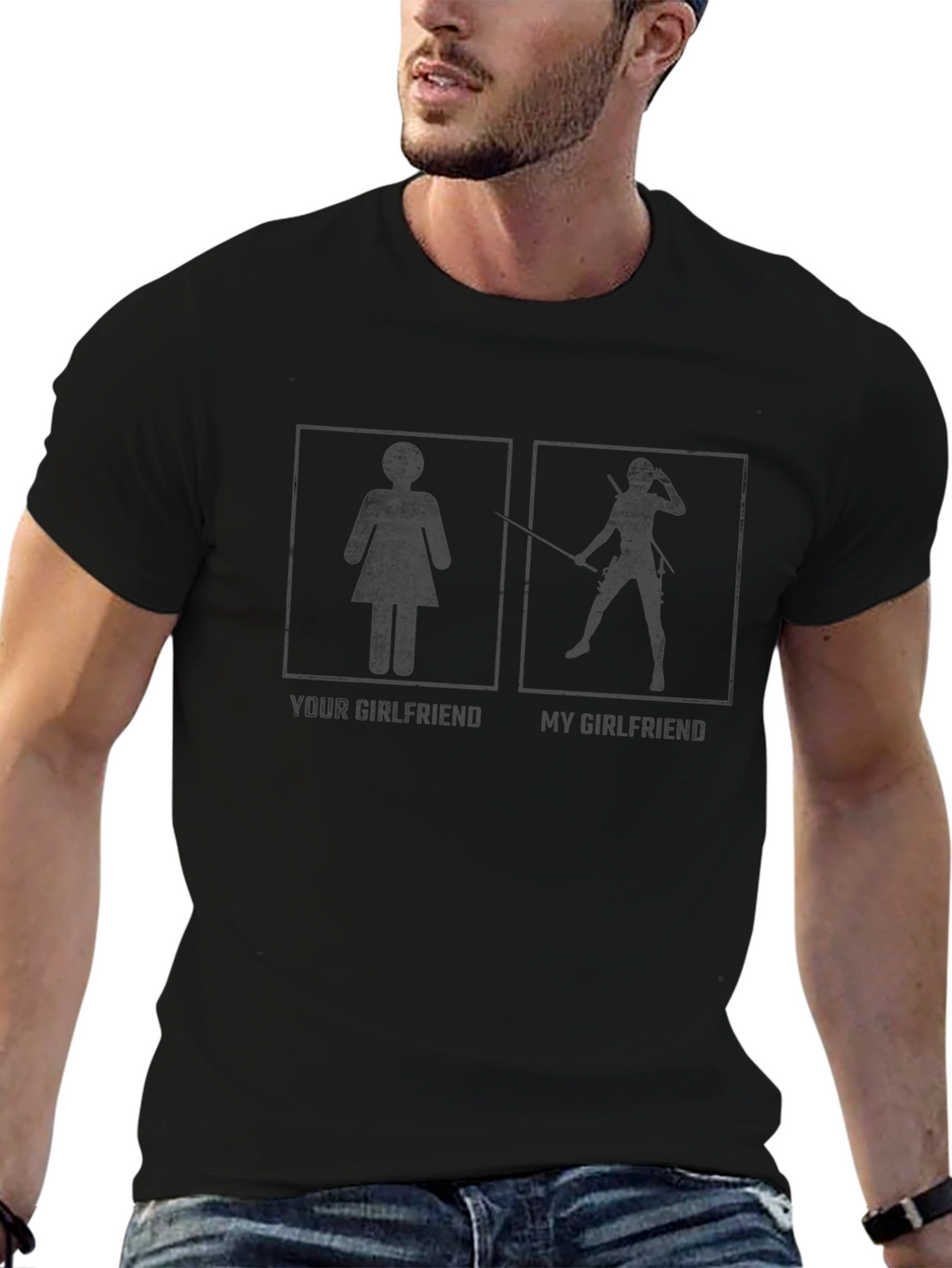 Funny Your Girlfriend vs My Girlfriend Black T-Shirt