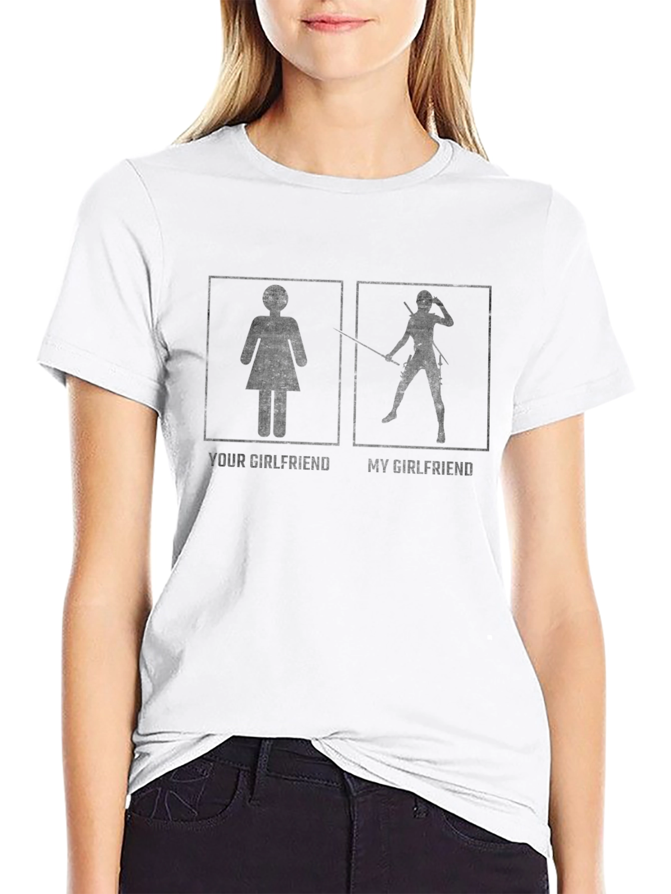 Funny Your Girlfriend vs My Girlfriend Black T-Shirt