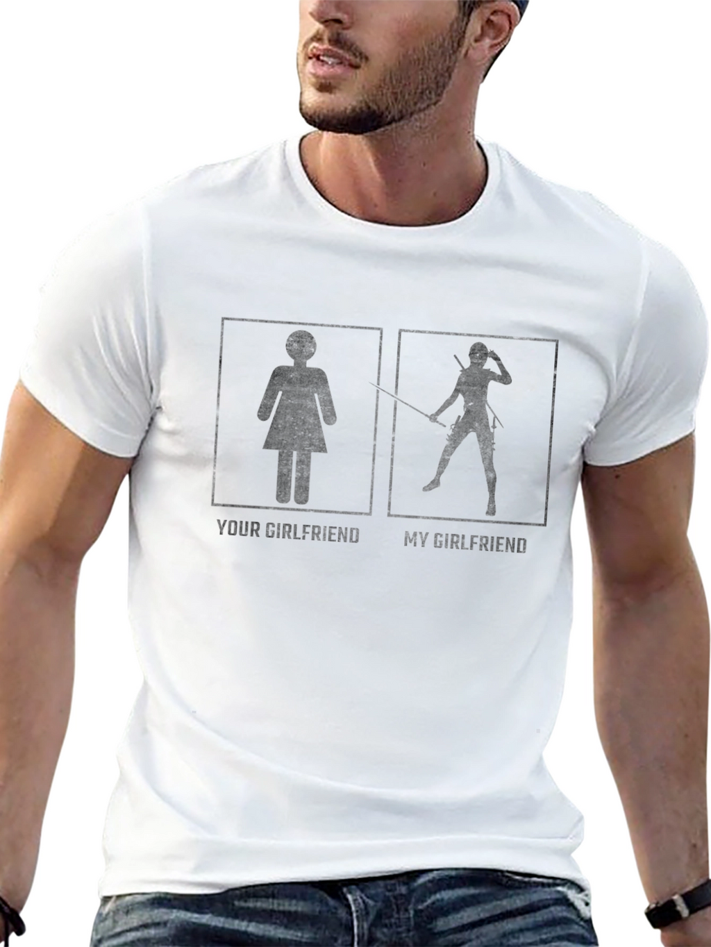 Funny Your Girlfriend vs My Girlfriend Black T-Shirt