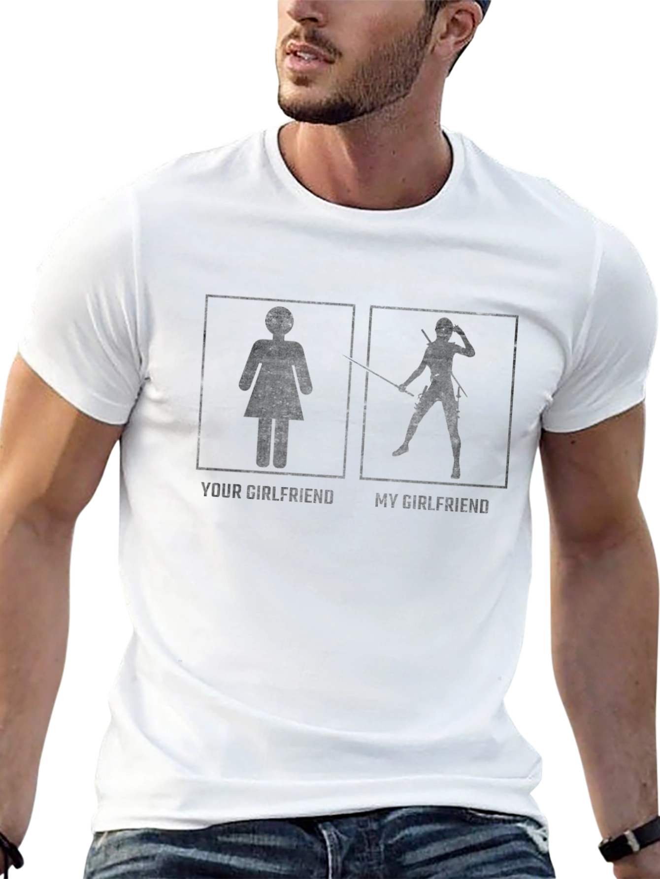 Funny Your Girlfriend vs My Girlfriend Black T-Shirt
