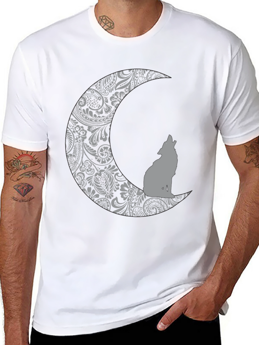 Wolf Moon Graphic Tee - Black Cotton Comfort