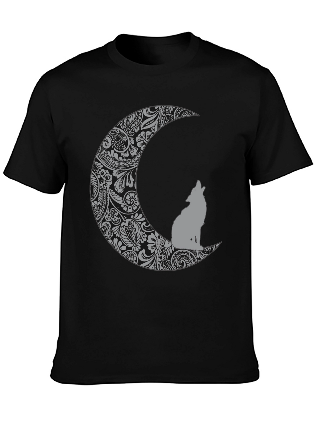 Wolf Moon Graphic Tee - Black Cotton Comfort