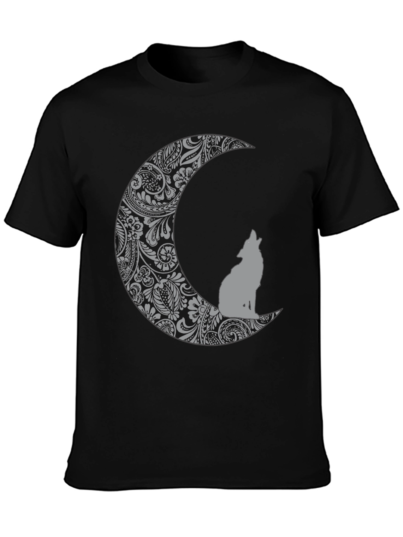 Wolf Moon Graphic Tee - Black Cotton Comfort