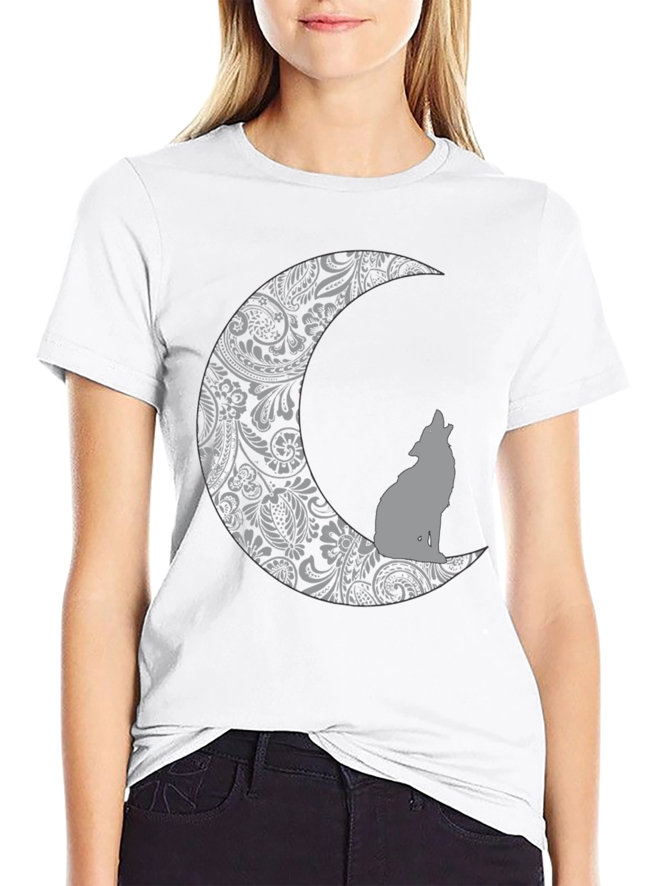 Wolf Moon Graphic Tee - Black Cotton Comfort