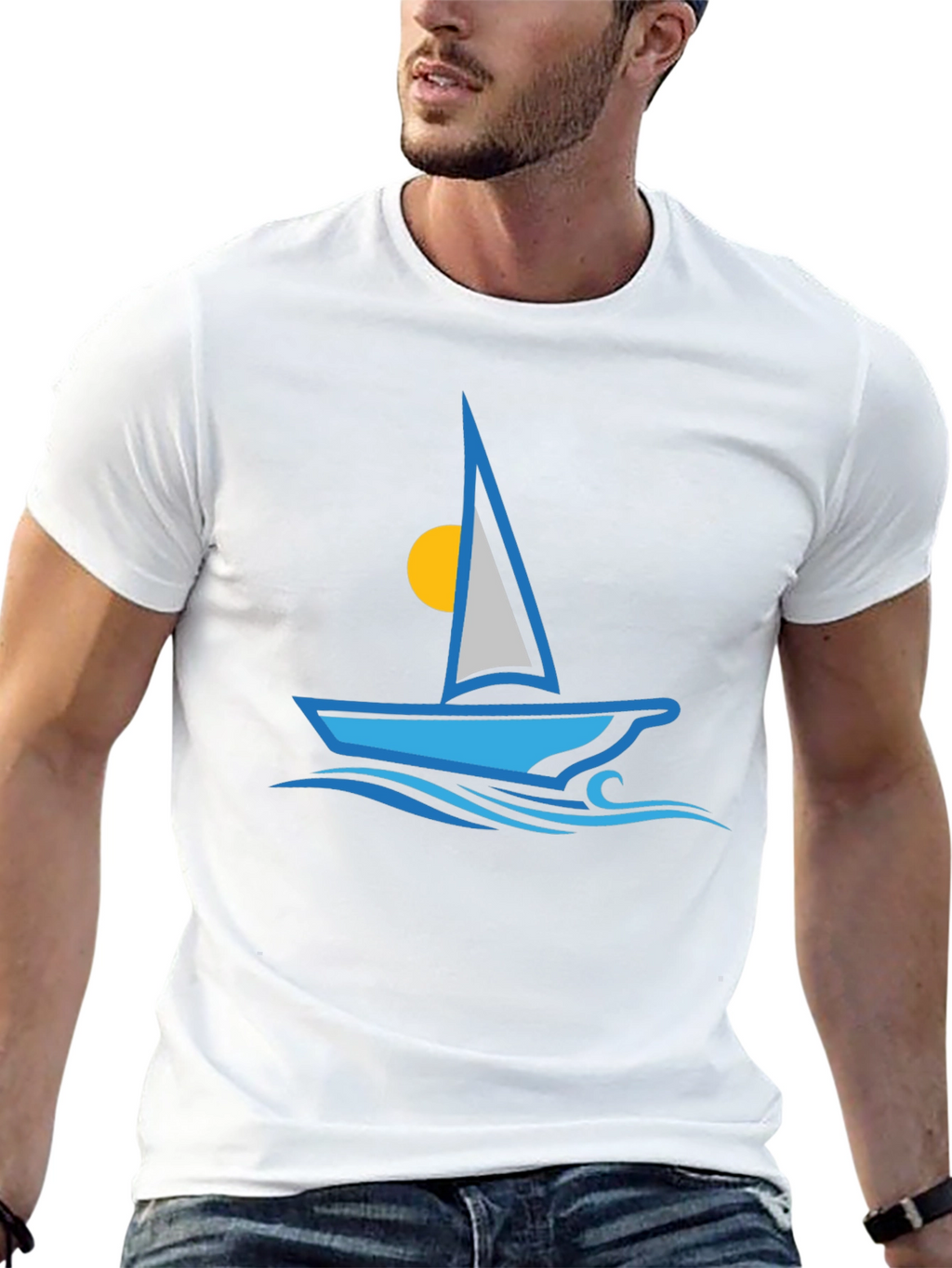 Sailing T-Shirt - Blue Boat Graphic Tee