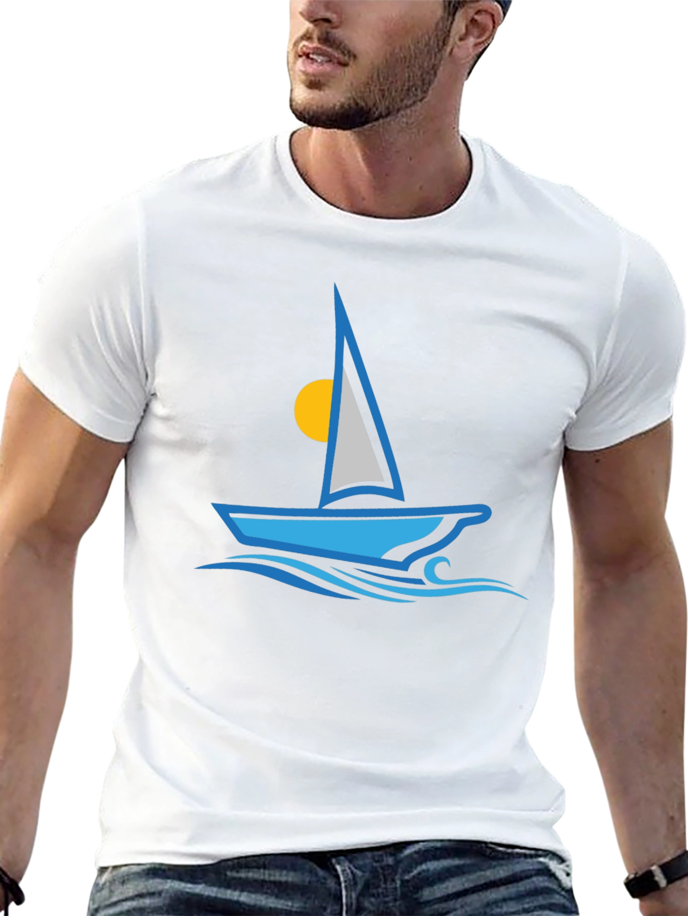 Sailing T-Shirt - Blue Boat Graphic Tee