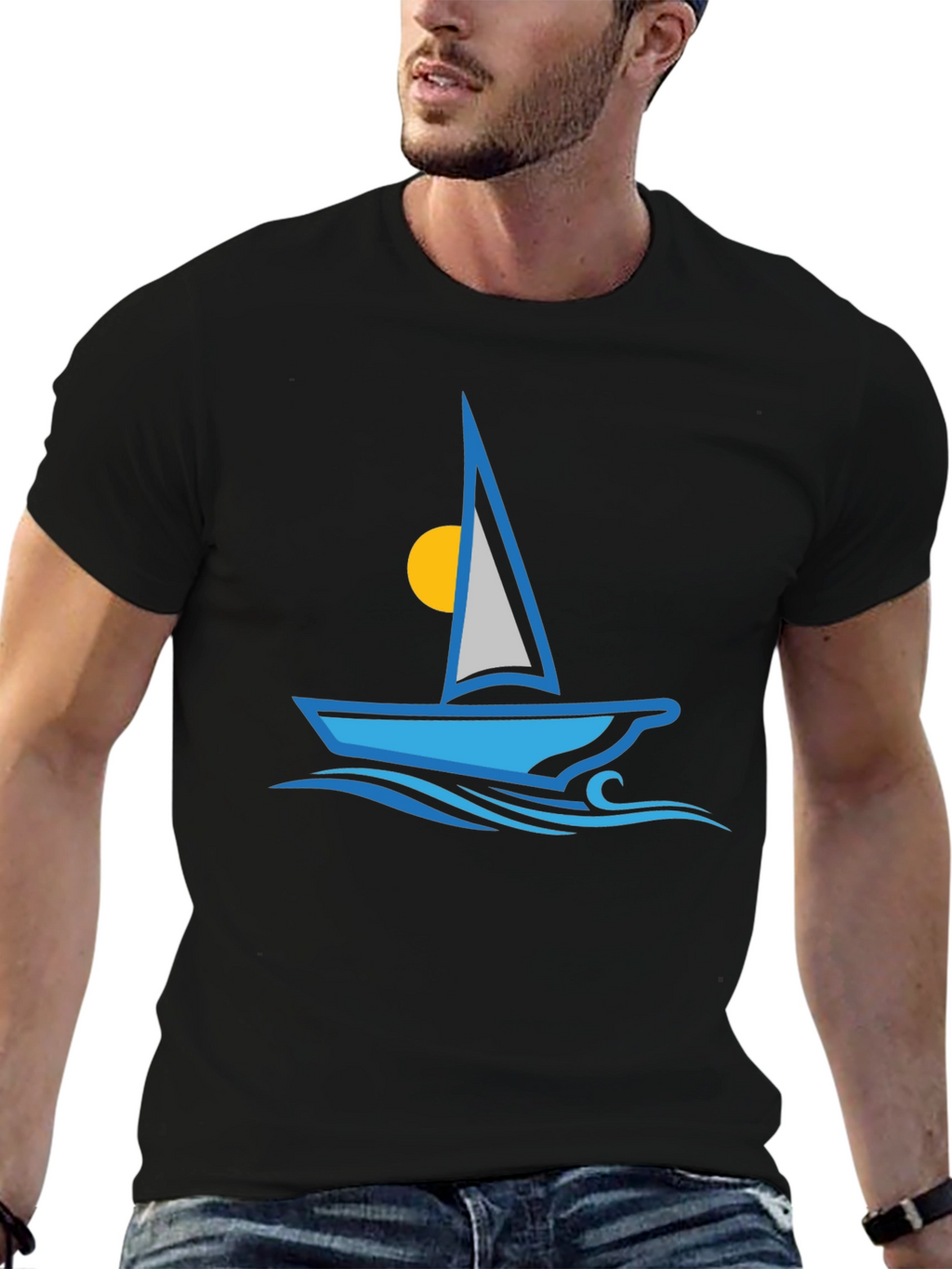 Sailing T-Shirt - Blue Boat Graphic Tee