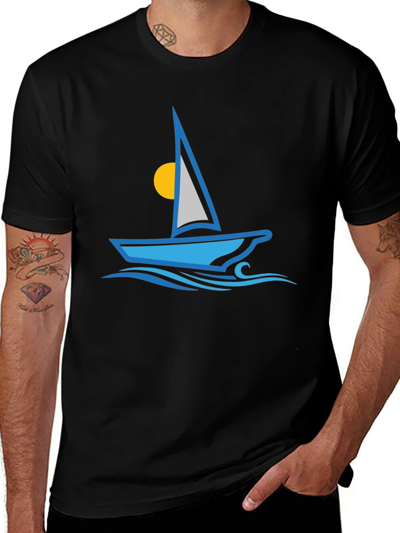 Sailing T-Shirt - Blue Boat Graphic Tee