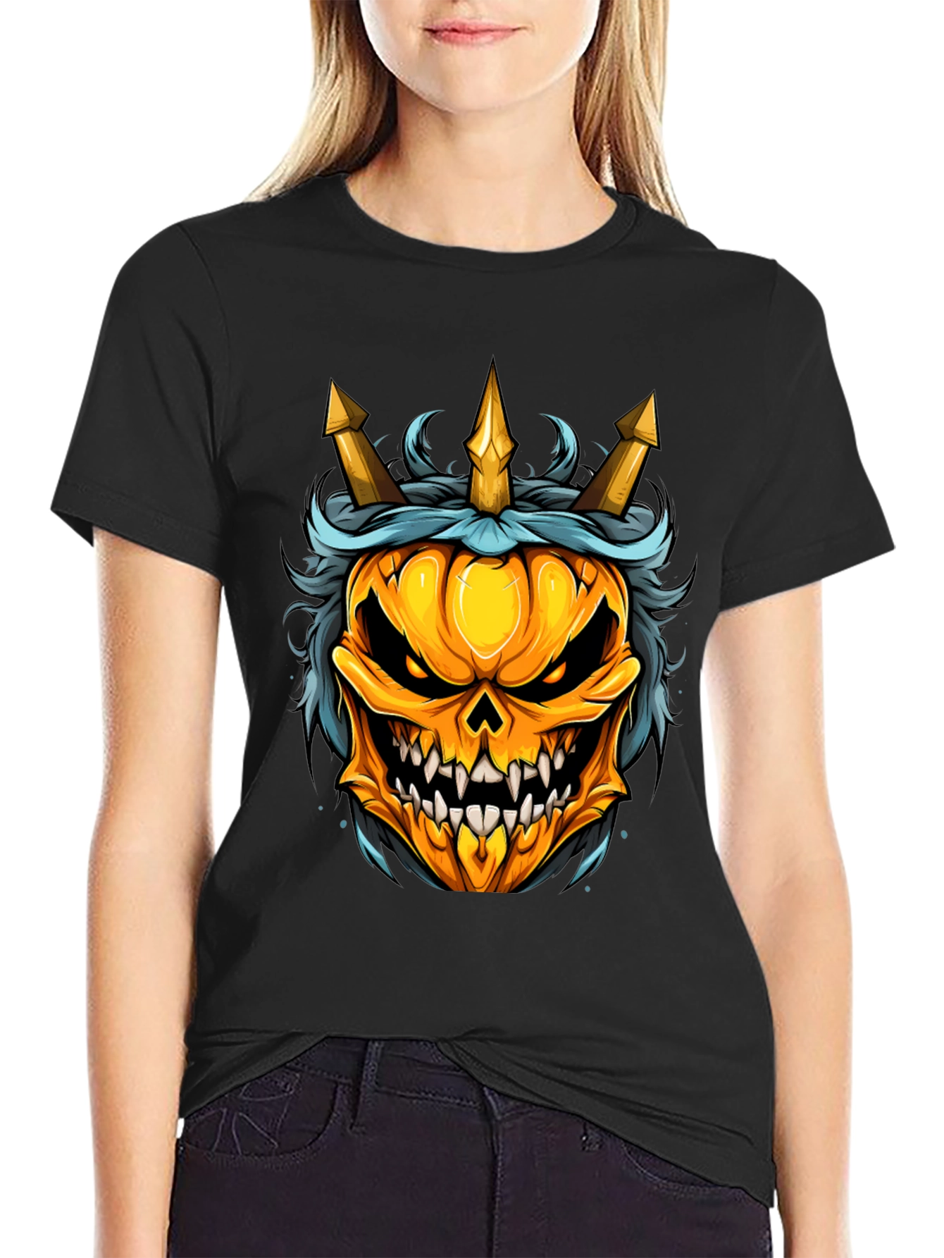 Pumpkin King T-Shirt - Halloween Skull Design