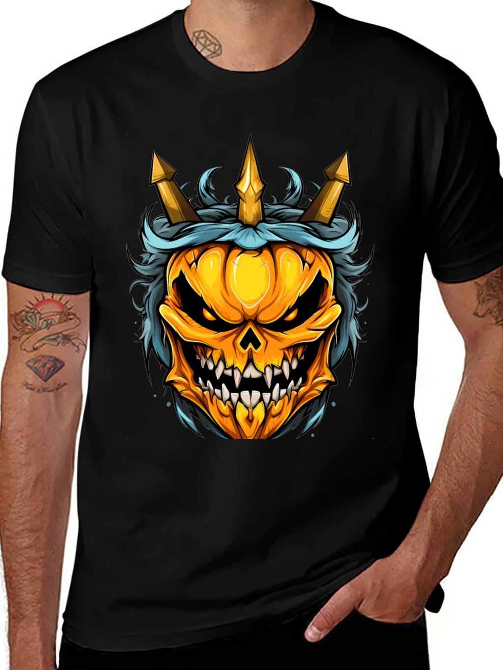 Pumpkin King T-Shirt - Halloween Skull Design