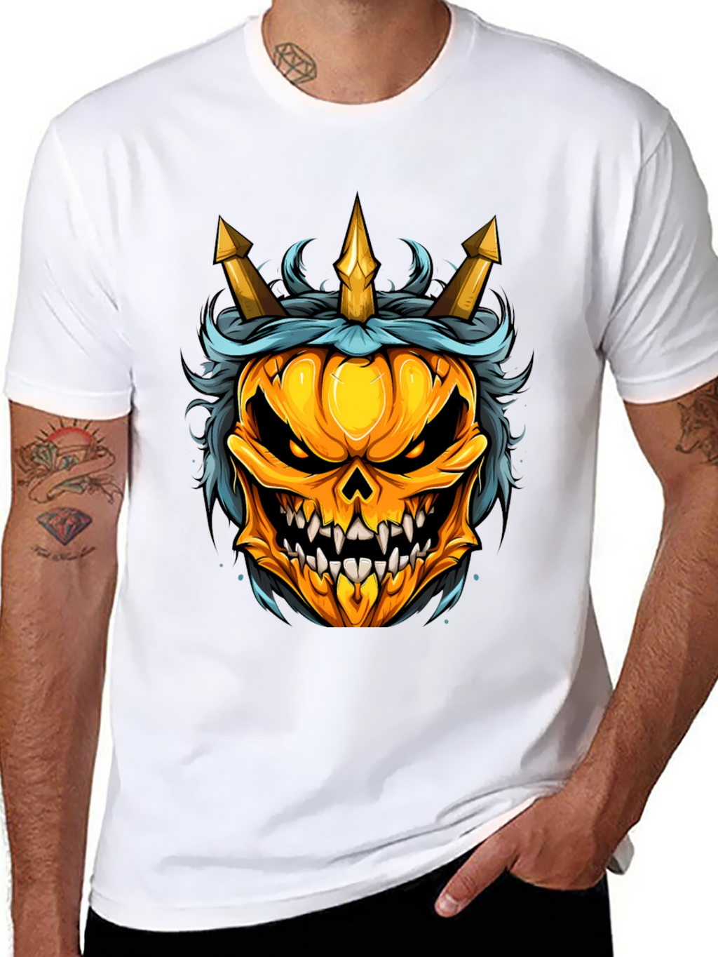 Pumpkin King T-Shirt - Halloween Skull Design