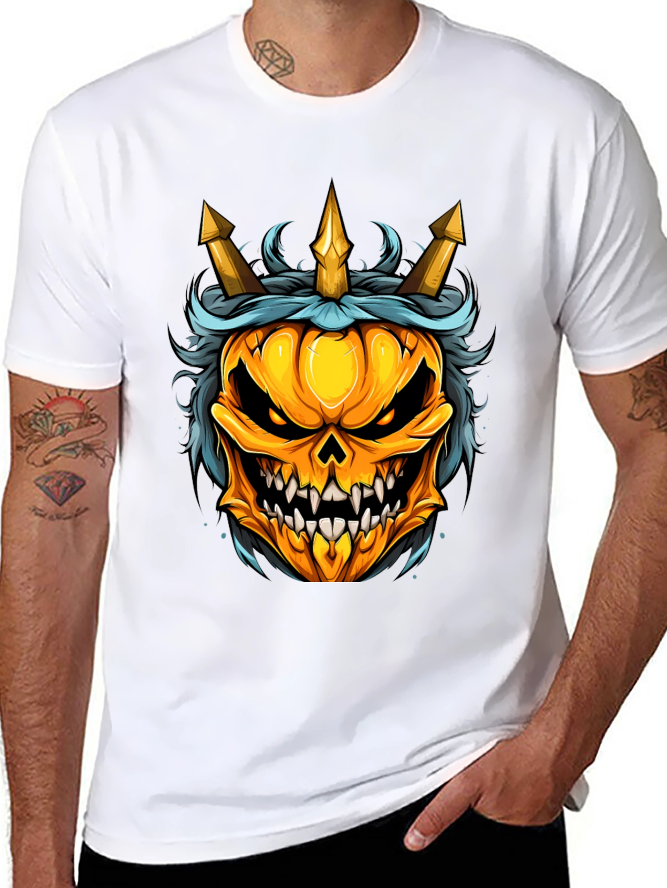 Pumpkin King T-Shirt - Halloween Skull Design