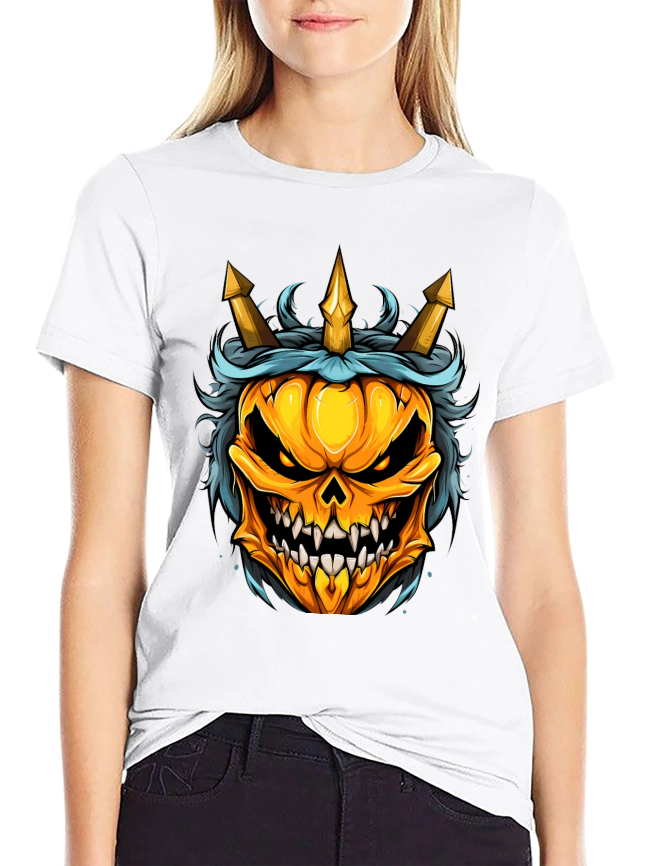 Pumpkin King T-Shirt - Halloween Skull Design