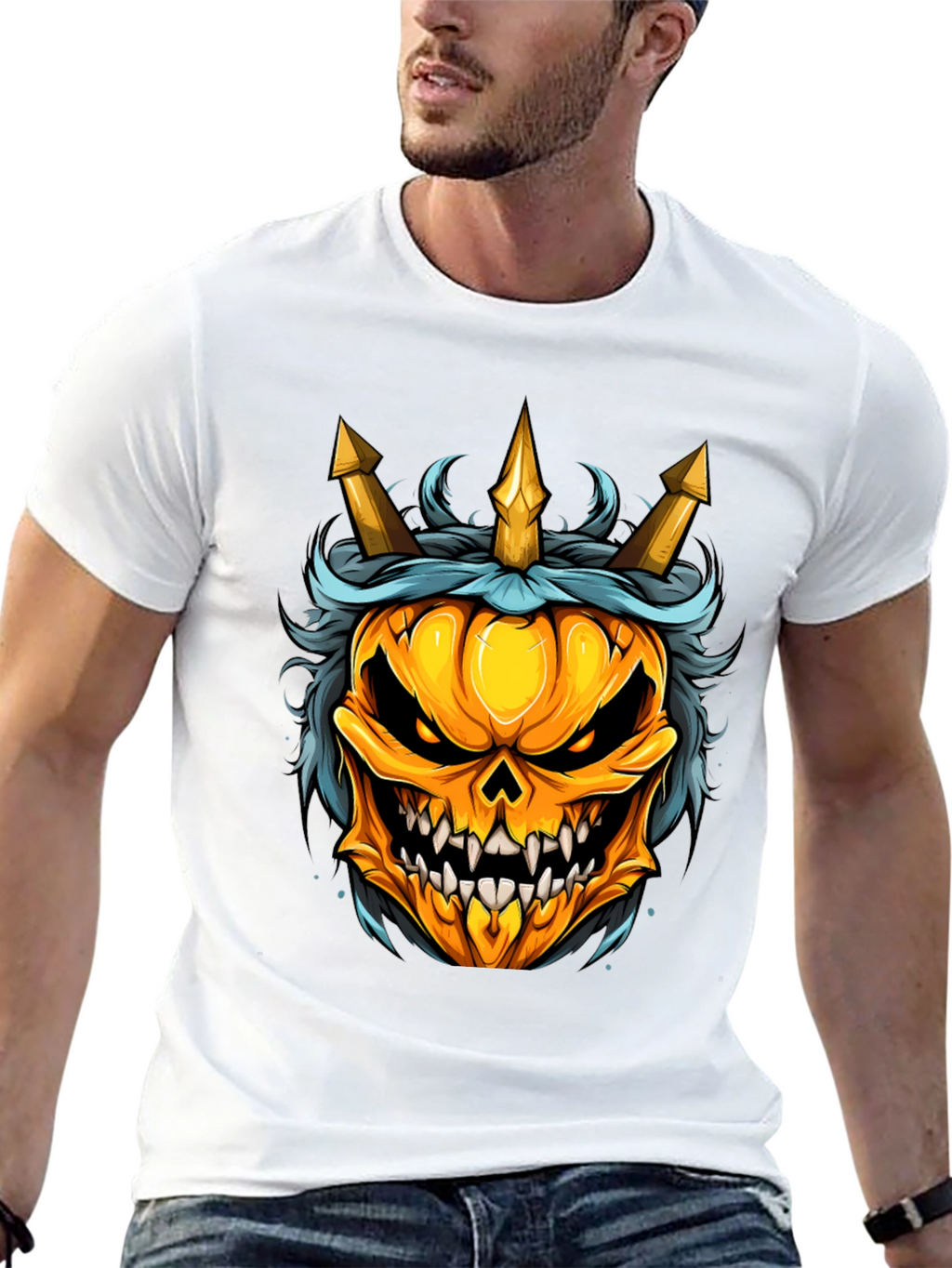 Pumpkin King T-Shirt - Halloween Skull Design