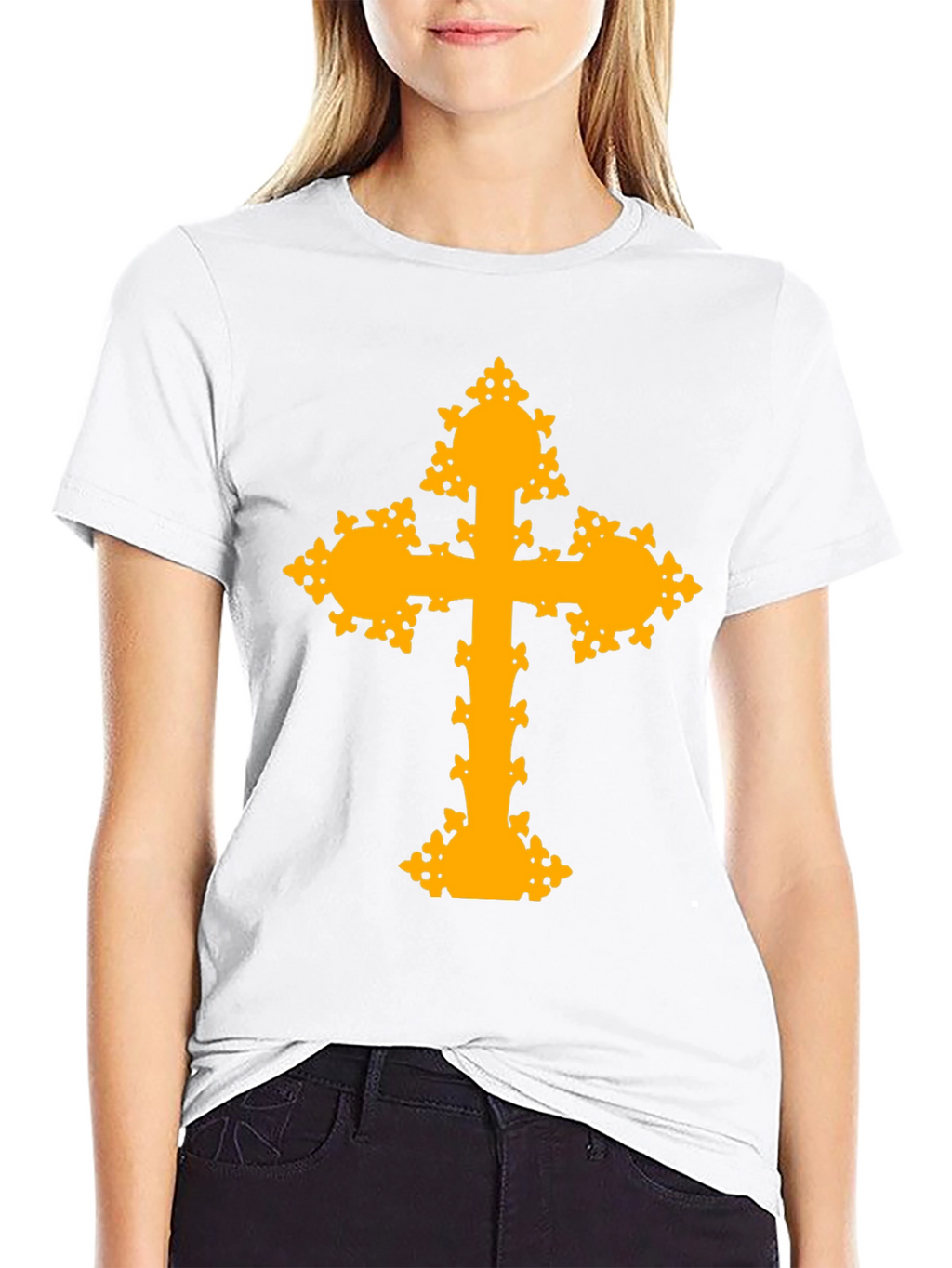 Ornate Cross Graphic T-Shirt - Black