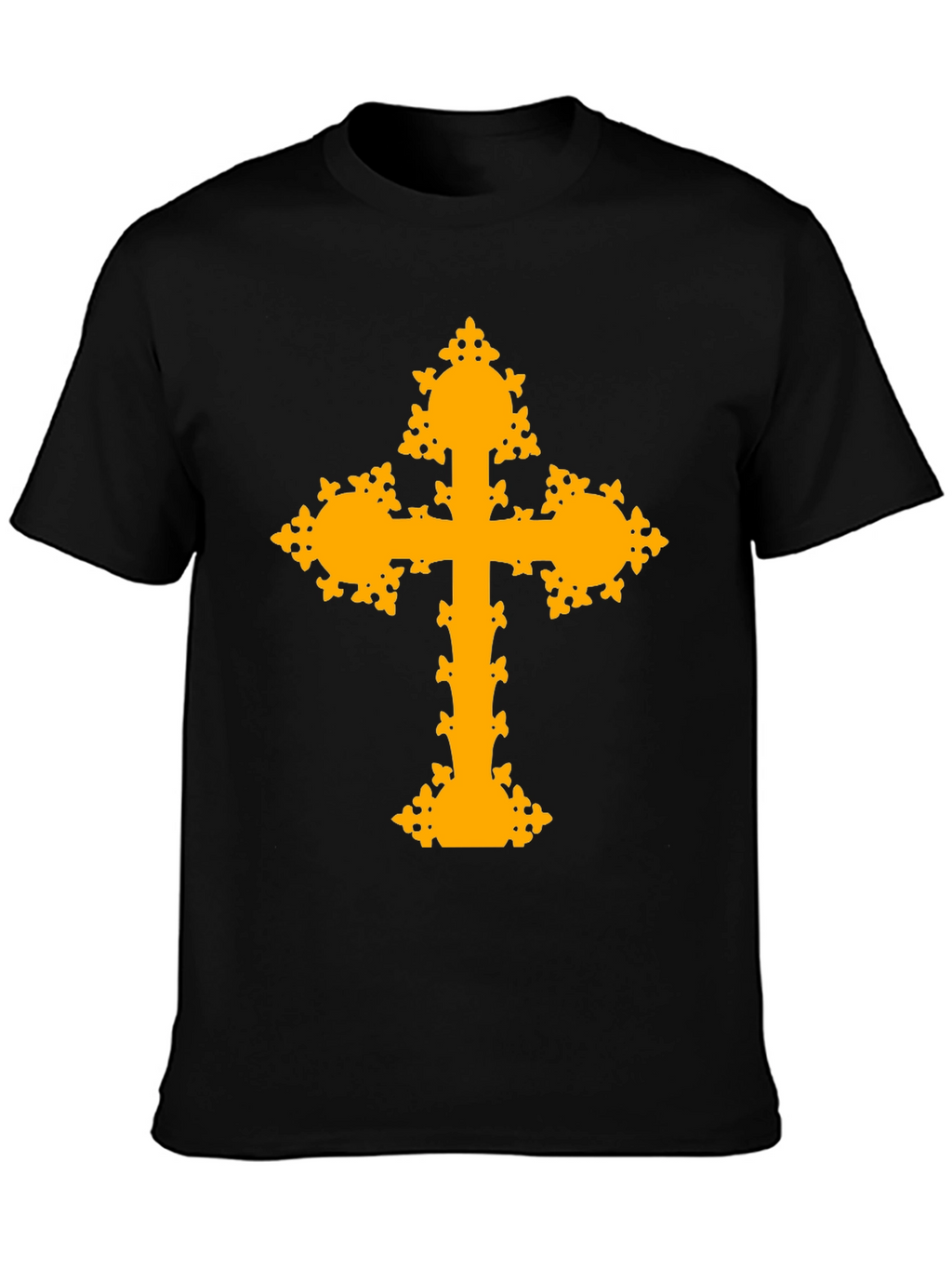 Ornate Cross Graphic T-Shirt - Black