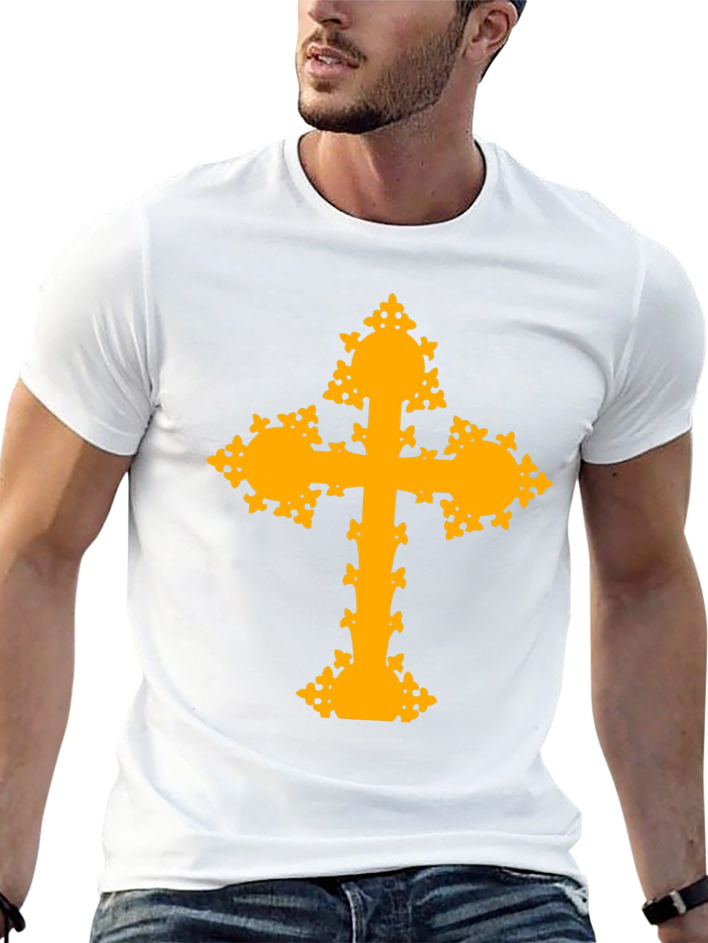 Ornate Cross Graphic T-Shirt - Black