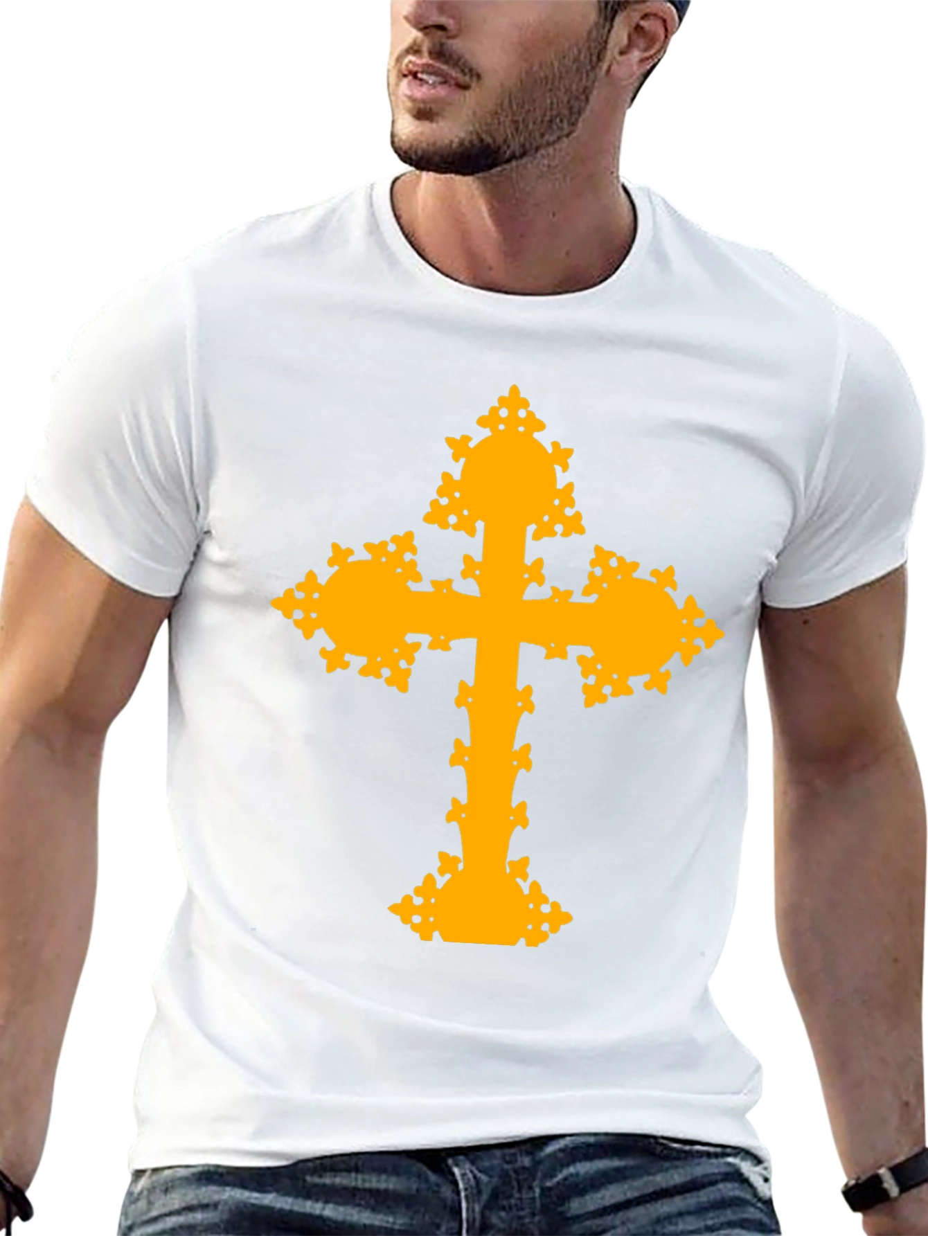 Ornate Cross Graphic T-Shirt - Black