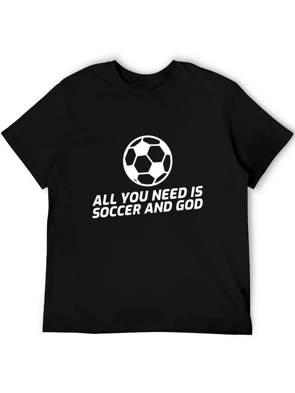 Soccer and God T-Shirt - Black Crew Neck